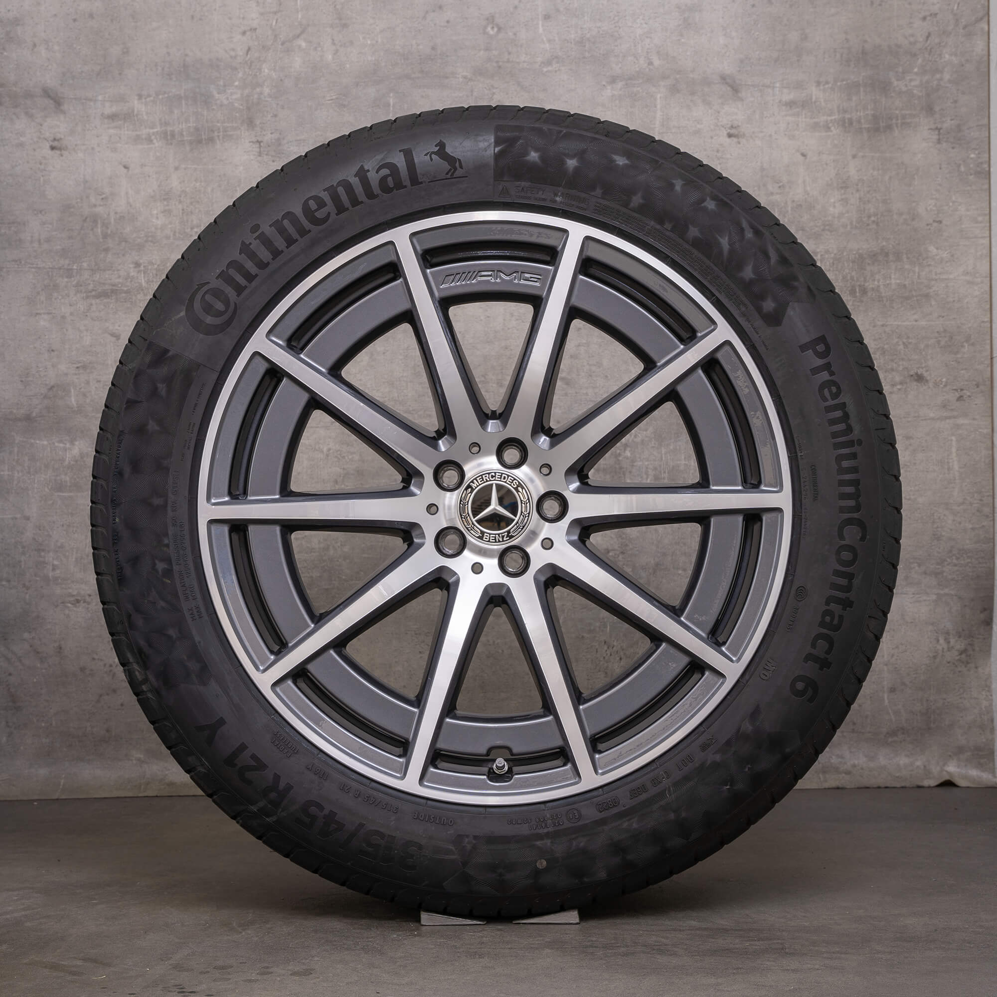 Ekte Mercedes Benz GLS 63 AMG felger 21-tommers X167 sommerhjul A1674018100 A1674018200 himalaya grå blank dreid