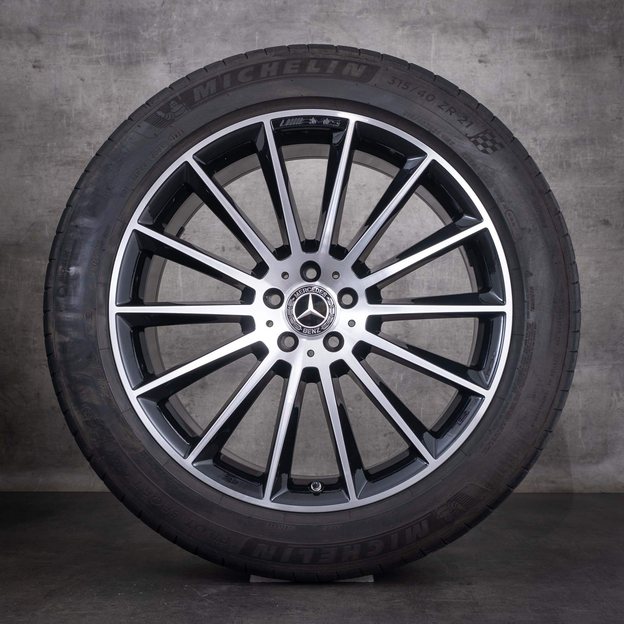 OEM Mercedes-Benz GLE AMG winter wheels 21inch V167 rims A1674013400 A1674013500 Black Front diamond cut