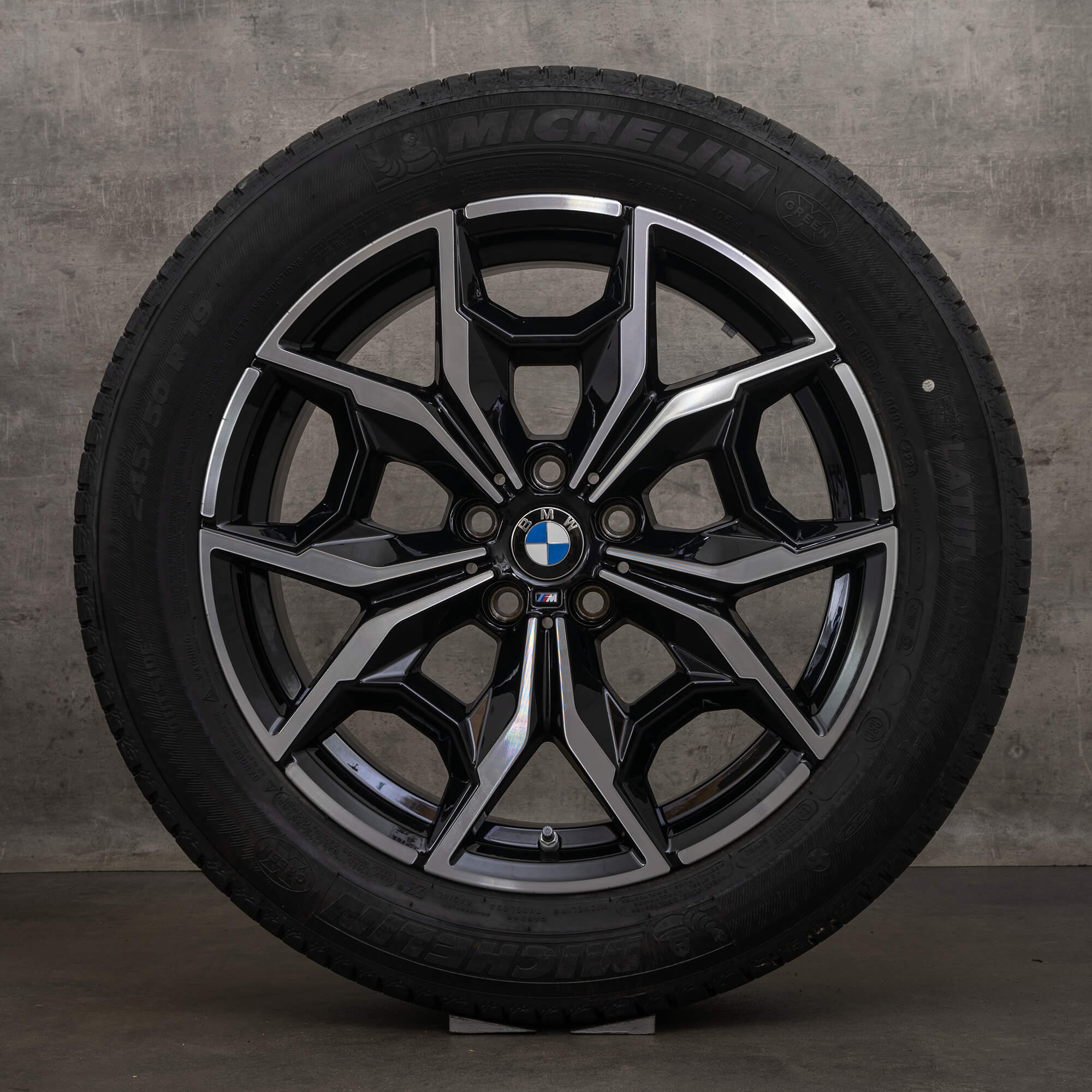 Originale BMW X3 X4 cerchi 19 pollici G01 G02 ruote estive styling 887 M 7916263 nero lucido girato