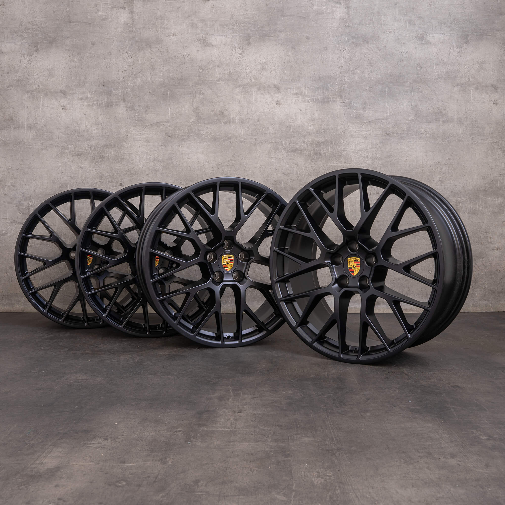 Originale Porsche Macan I & II felger 20 tommer 95B RS Spyder 95B601025BF 95B601025BG svart matt NY