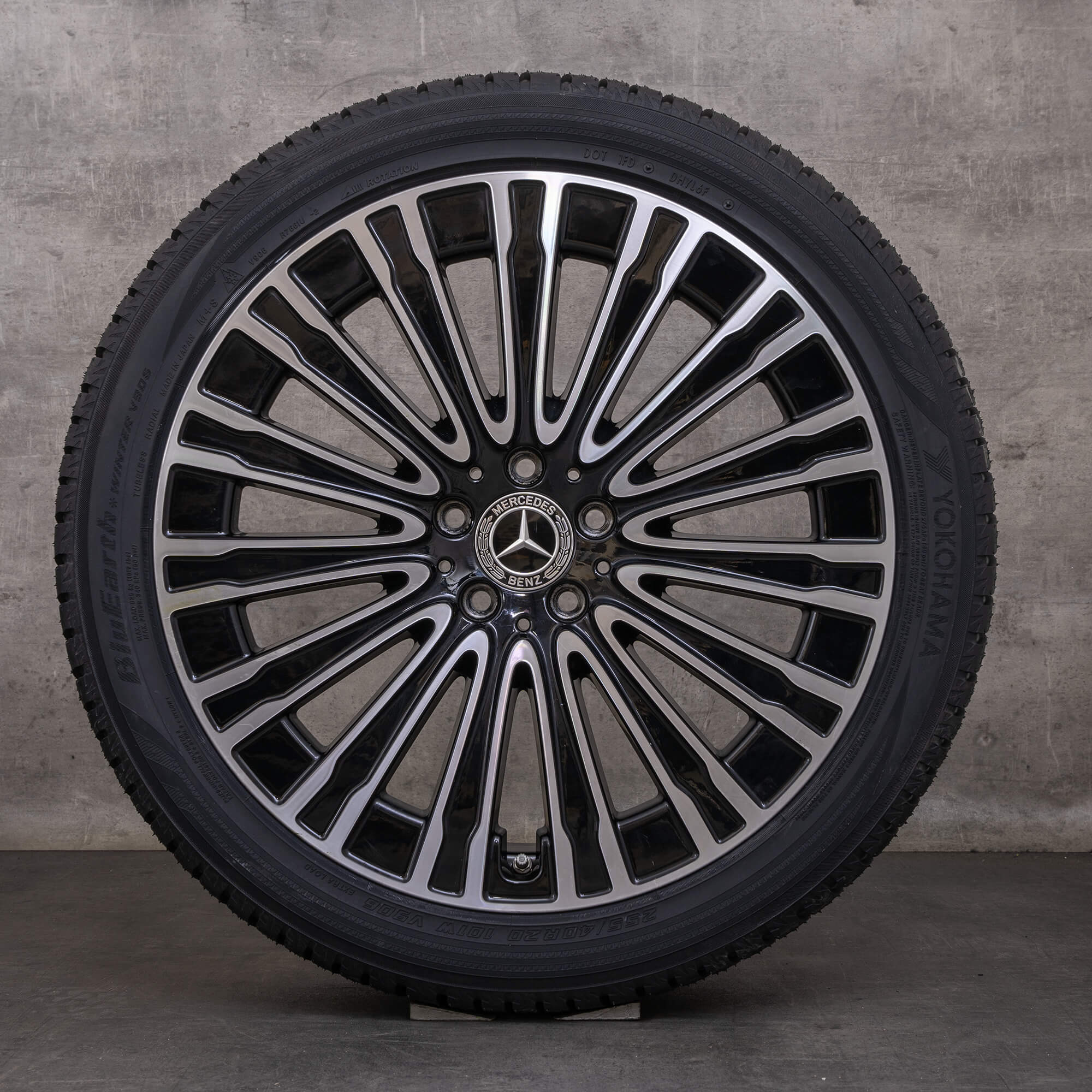 Orijinal Mercedes Benz EQE kış jant lastik 20 inç V295 jantlar A2954011900 siyah parlak tornalanmış