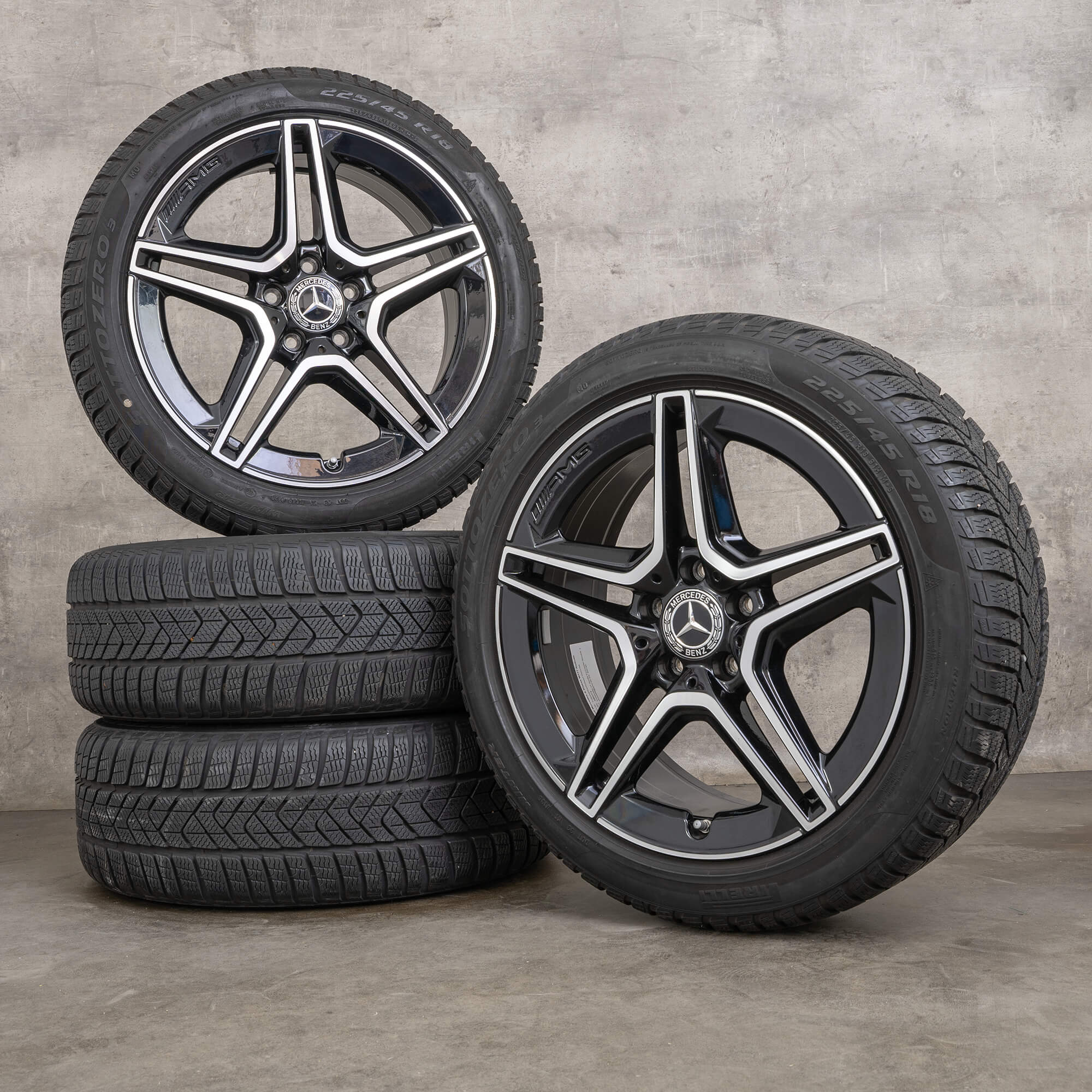 OEM Mercedes Benz A B Class CLA AMG Winterrder 18 inch W177 V177 W247 X118 C118 Wheels A1774011500 black glossy turned