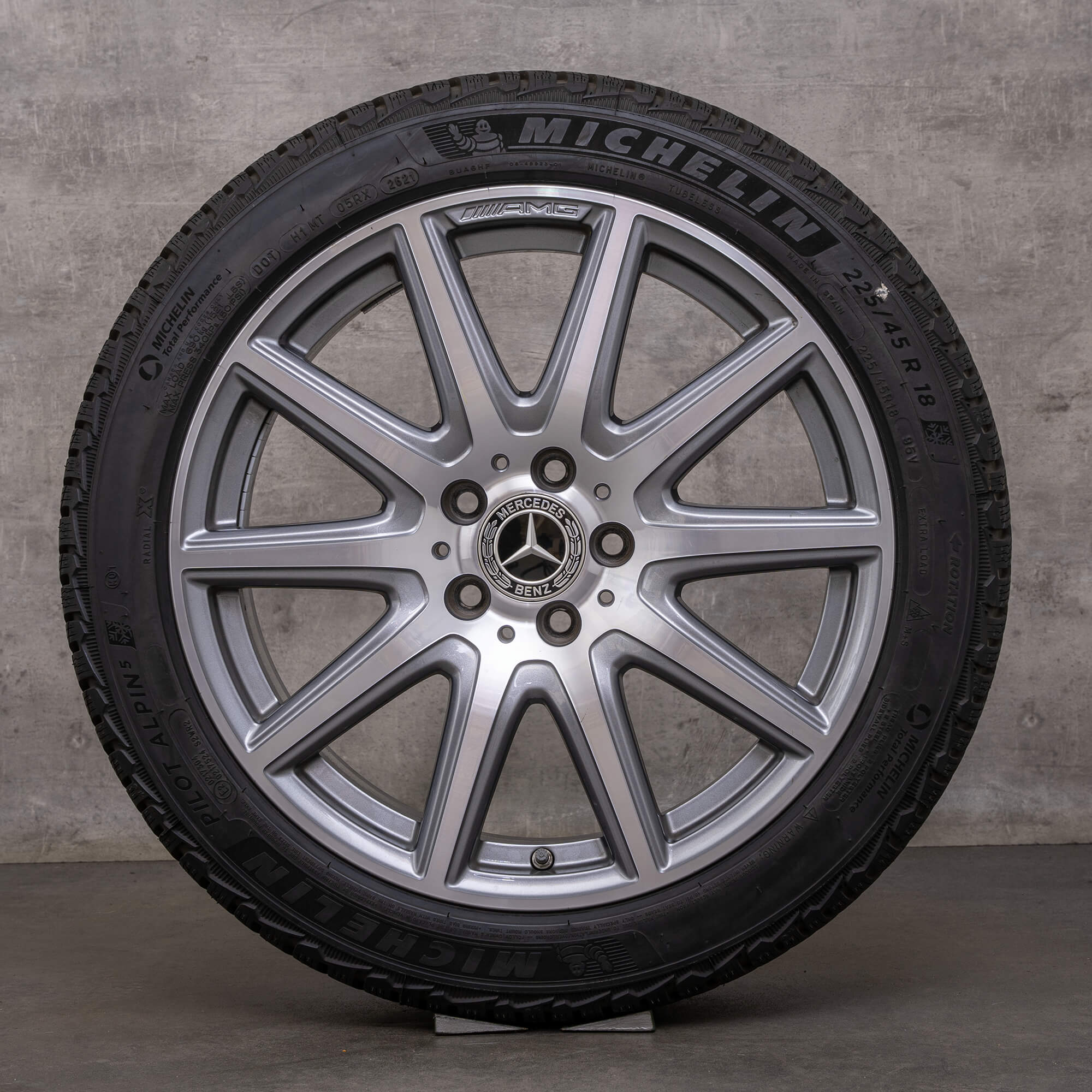 Genuine AMG Mercedes Benz Clase A A45 & S CLA 35 45 llantas de invierno 18 pulgadas W177 C118 A1774013900 gris himalaya torneado brillante