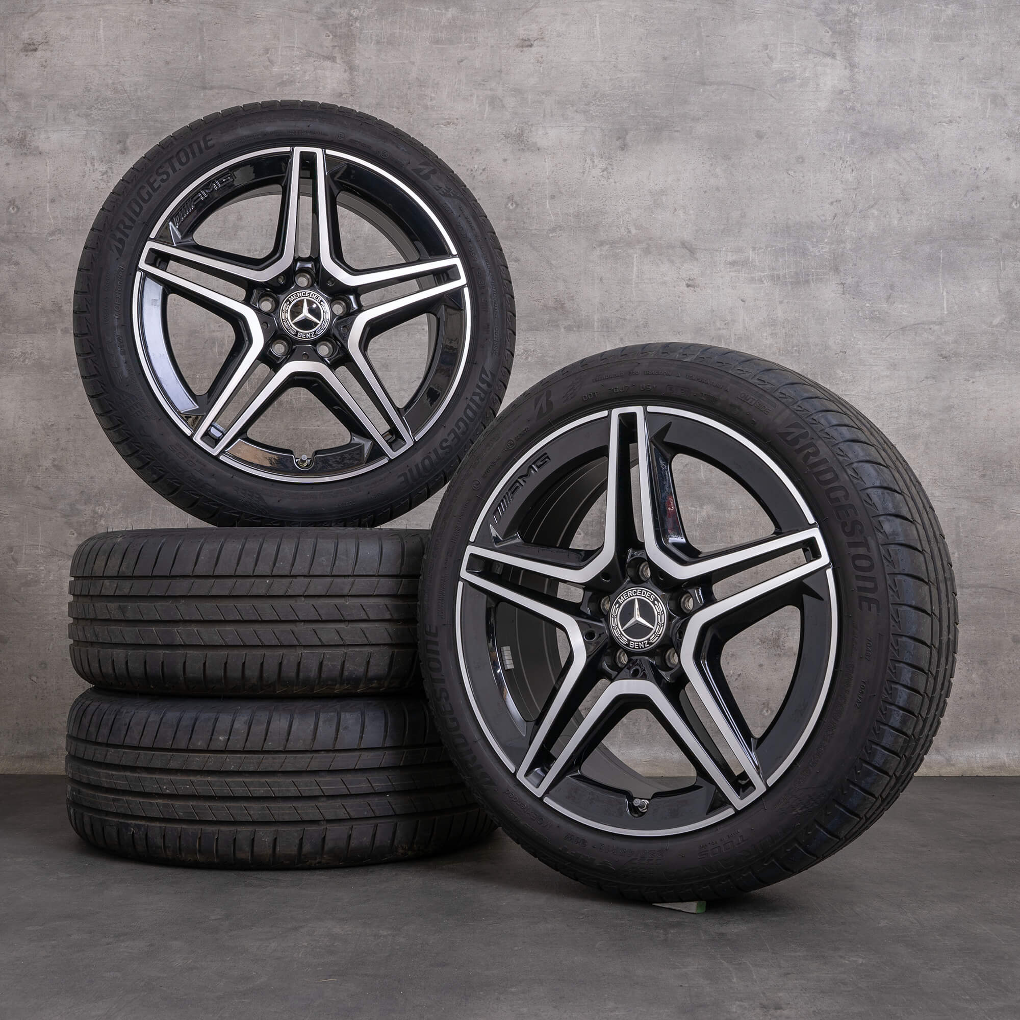 Orijinal AMG Mercedes Benz A B Sınıfı CLA jantlar 18 inç W177 V177 W247 X118 C118 yaz jantları A1774011500 siyah parlak tornalanmış