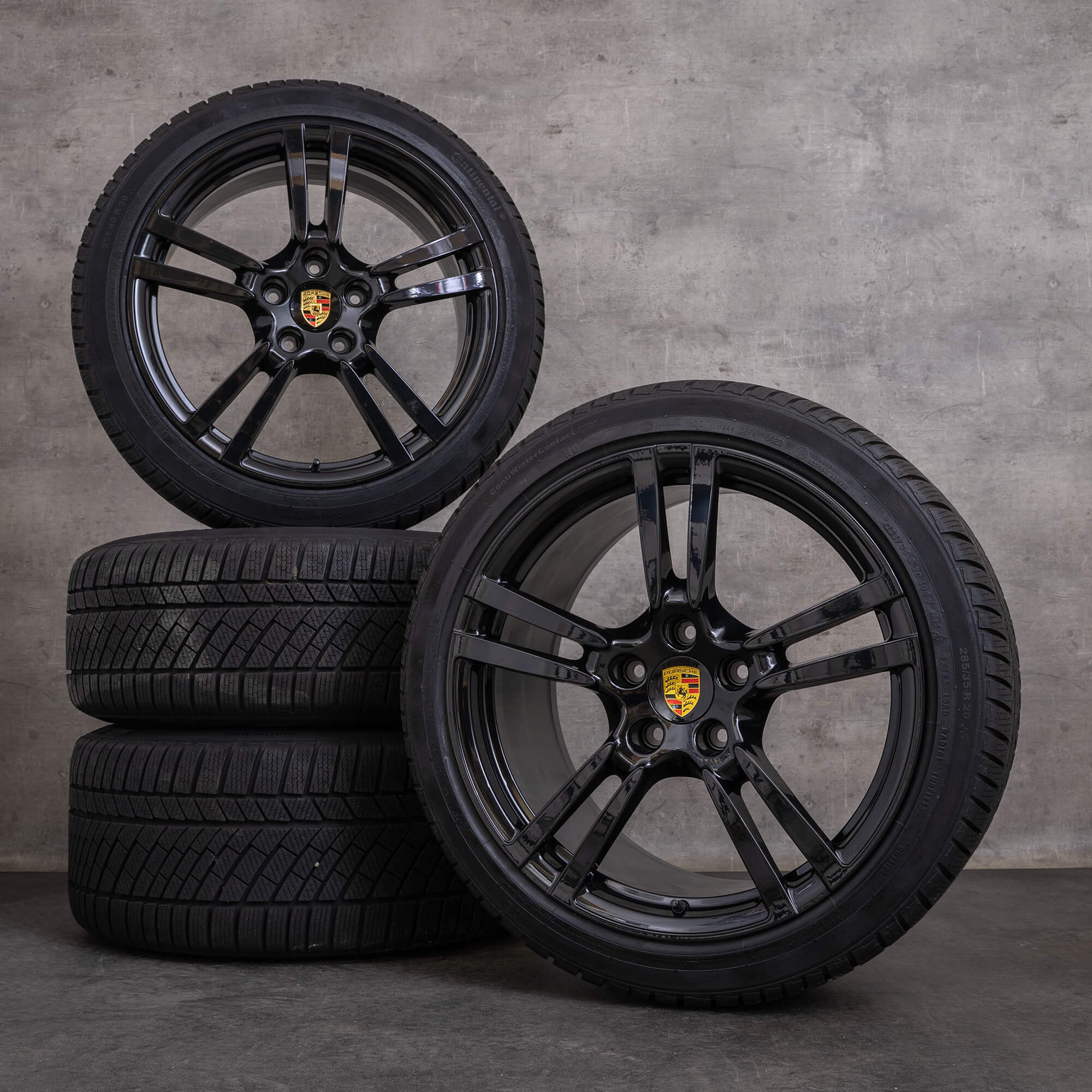 Originale Porsche Panamera vinterhjul 20 tommers 970 felger 97036217806 97036219204 svart blank