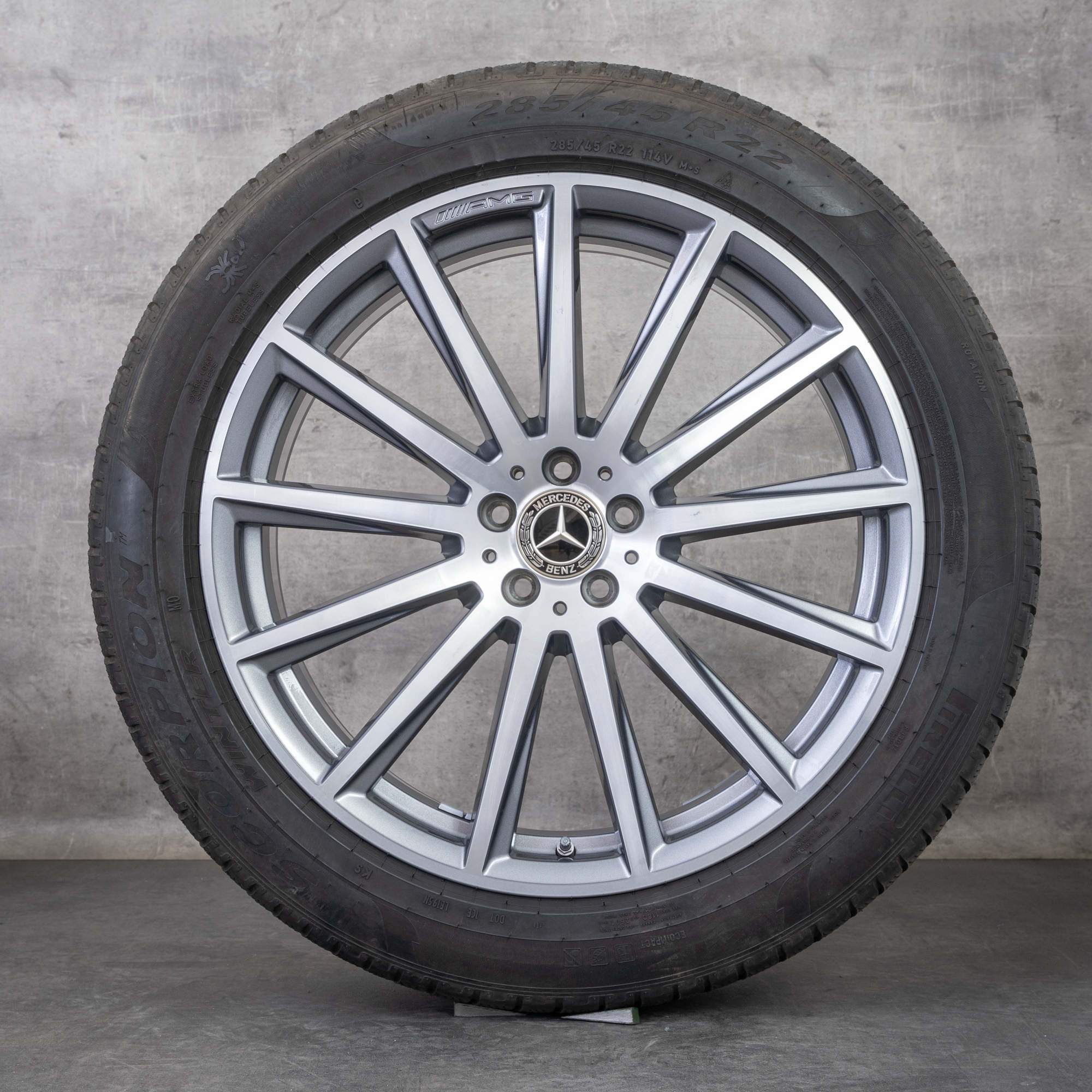 Oryginalne koła zimowe Mercedes Benz GLS AMG 22 cale X167 Felgi A1674017500 himalaya grey Polerowane