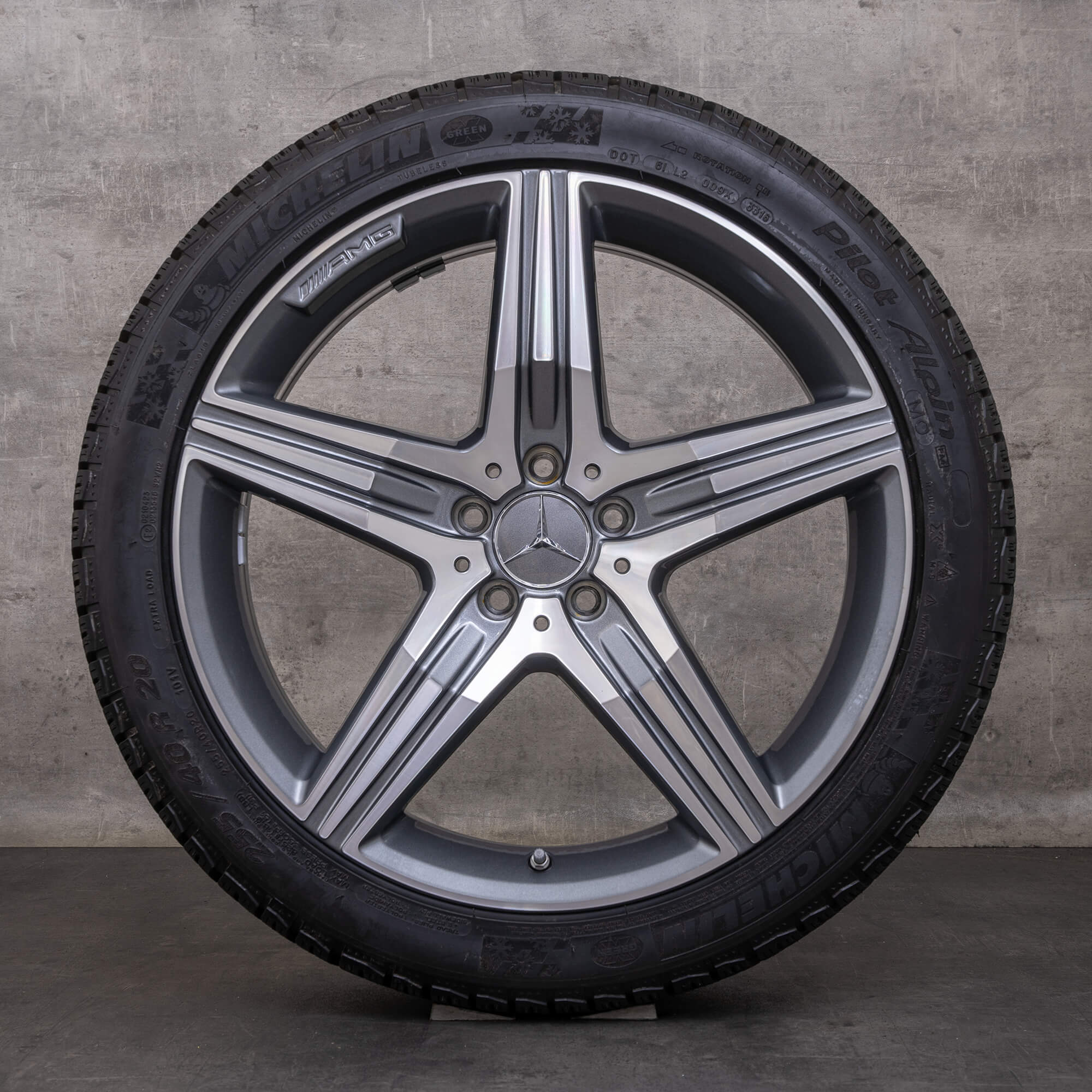 Alkuperäiset Mercedes Benz S-sarjan S63 S65 AMG talvirenkaat 20 tuuman W222 C217 A217 vanteet A2224011200 A2224011300 himalajanharmaa kiillotettu käännetty