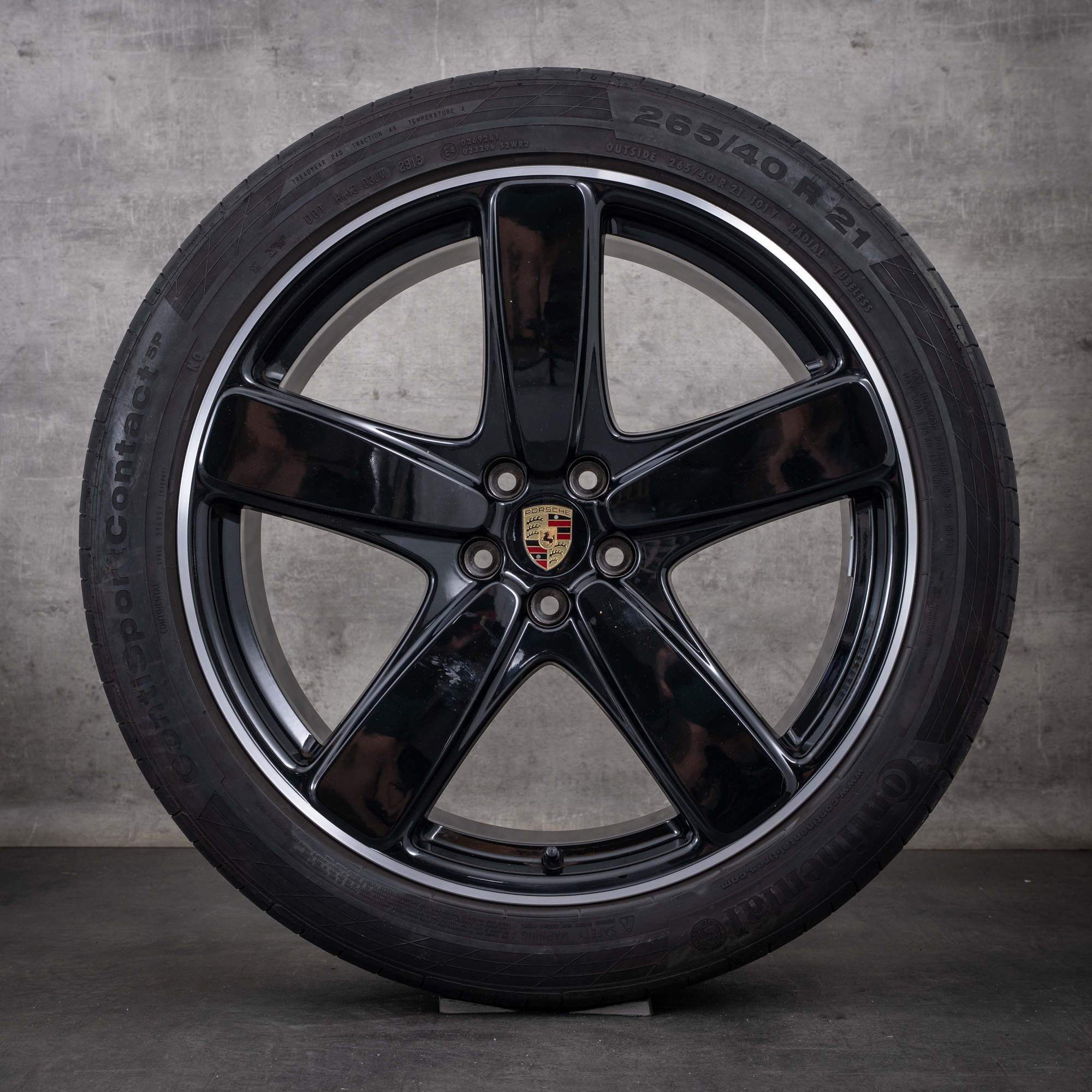 Original Porsche Macan II Felgen 21 Zoll Sommerräder 95B601025AC 95B601025AE schwarz glanzgedreht