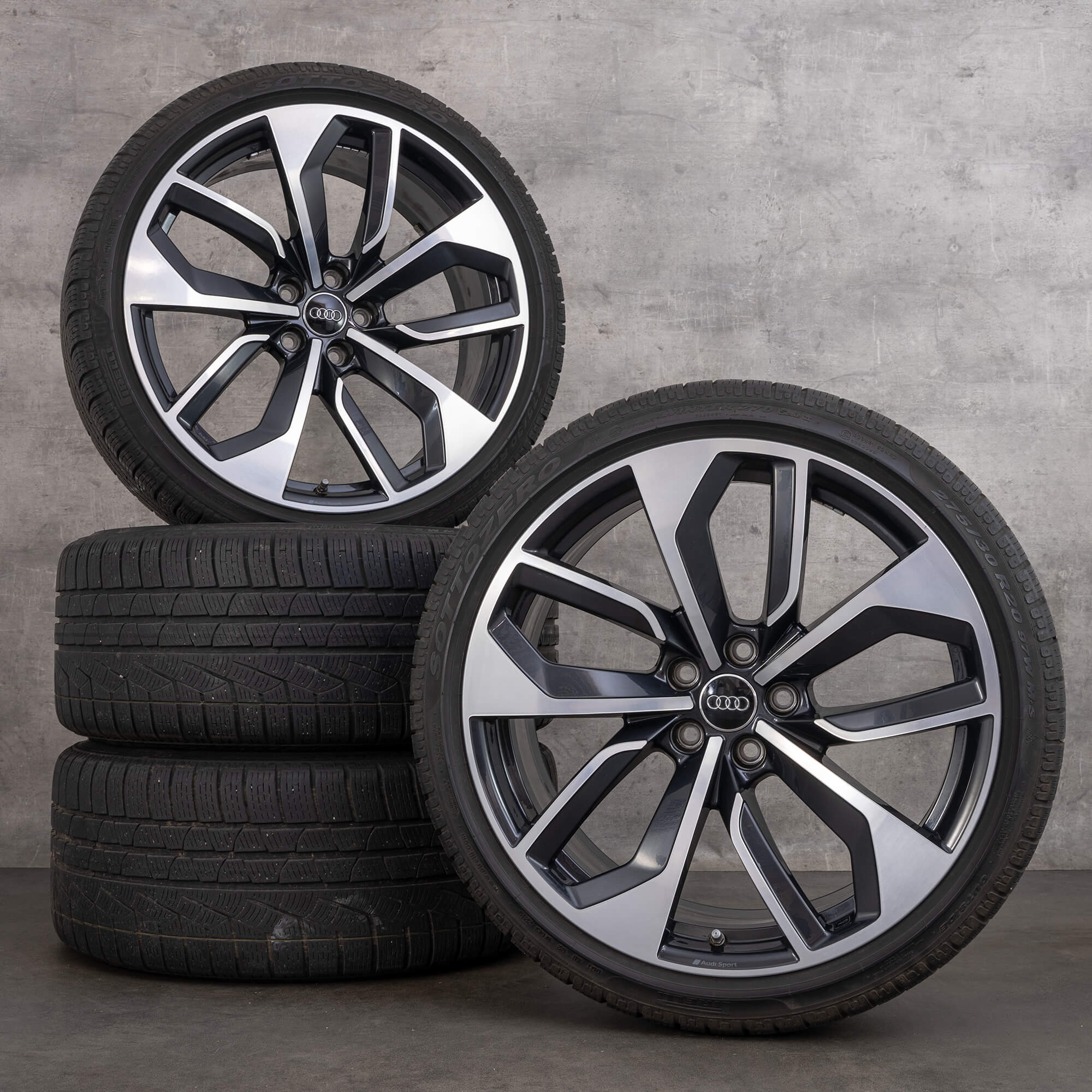 OEM Audi RS4 RS5 winter wheels 20inch B9 8W F5 rims Edge 8W0601025CT Granite diamond cut