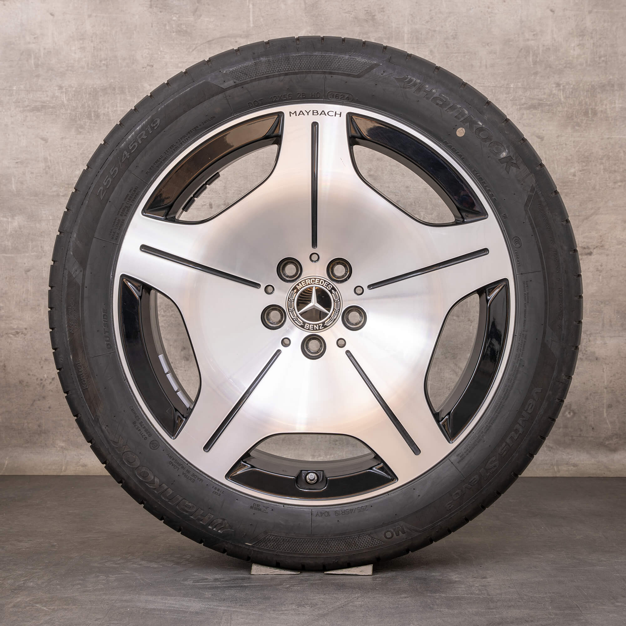 Alkuperäiset Maybach vanteet 19 tuuman W223 Z223 kesäpyörät A2234016900 musta kiillotettu sorvattu.