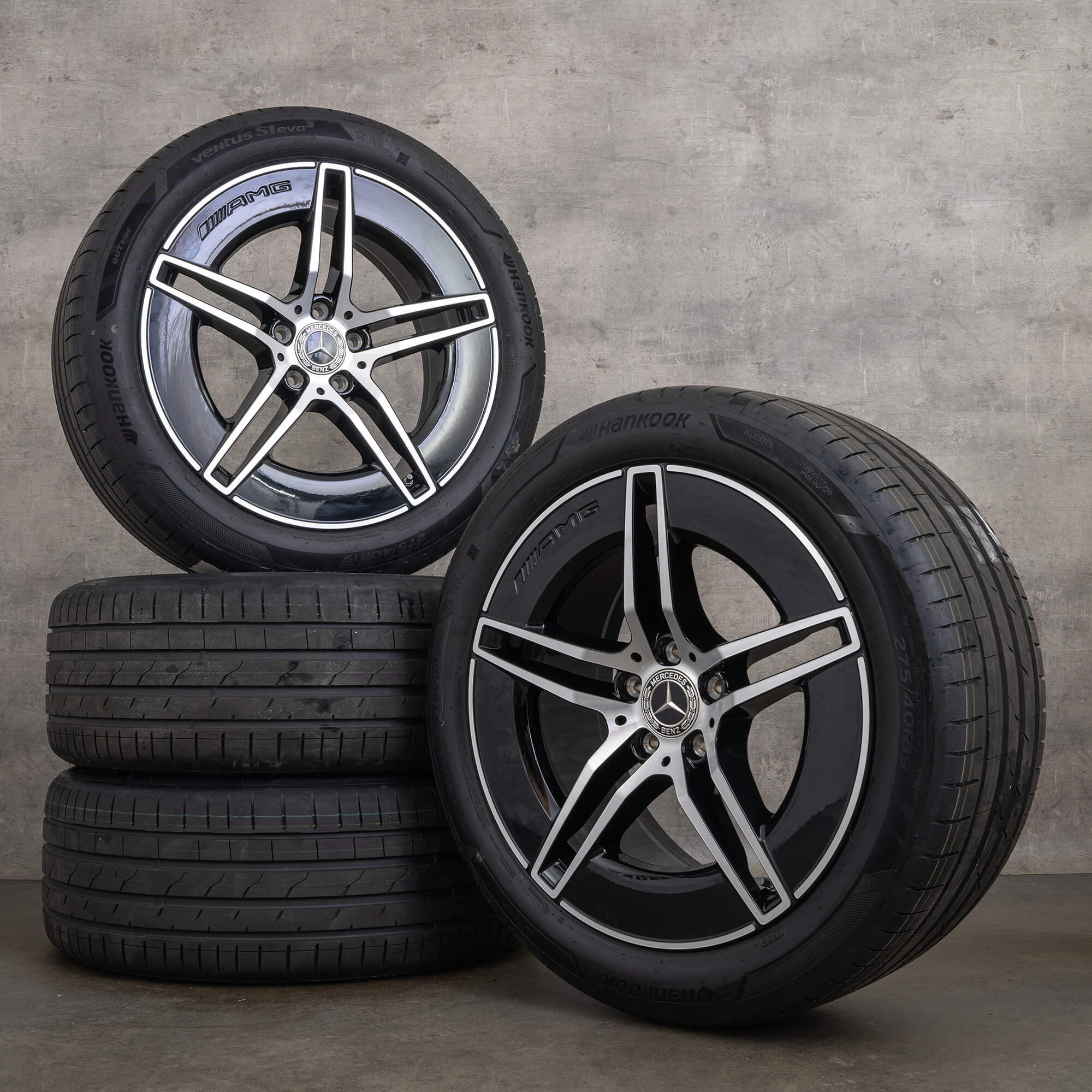 Original Mercedes Benz E-Klasse AMG Winterräder 19 Zoll W214 S214 Felgen A2144010300 A2144010400 schwarz glanzgedreht NEU