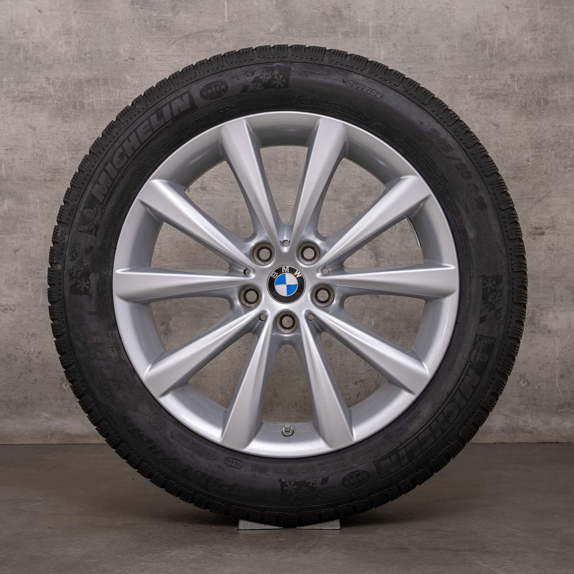 Original BMW 5-serie 8-serie vinterhjul 18 tommer G30 G31 G14 G15 G16 fælge styling 642 6867338 sølv