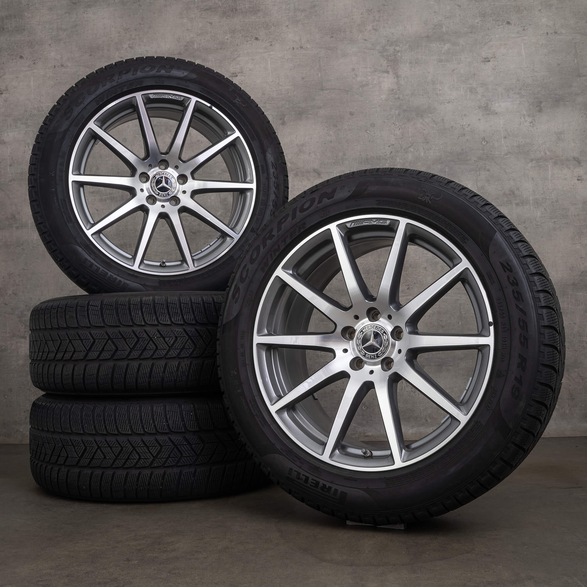 Autentico AMG Mercedes Benz GLC 63 S pneumatici invernali 19 pollici C253 X253 cerchi A2534013400 himalaya grigio lucido trasformato