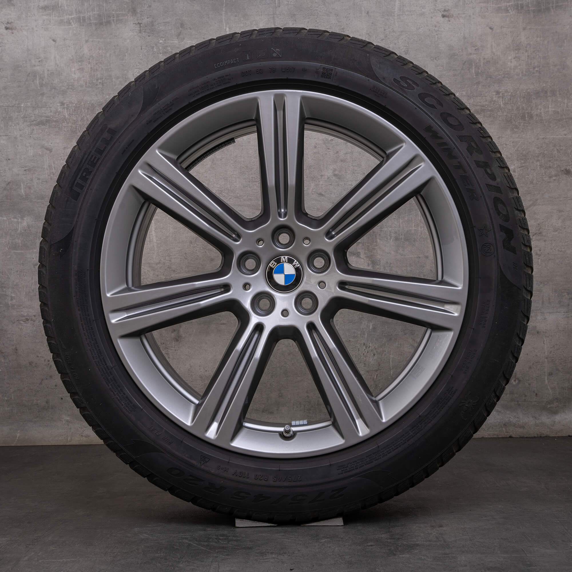 Originais BMW X5 X6 jantes e pneus inverno 20 polegadas G05 G06 styling 736 6883753 ferric grey gloss