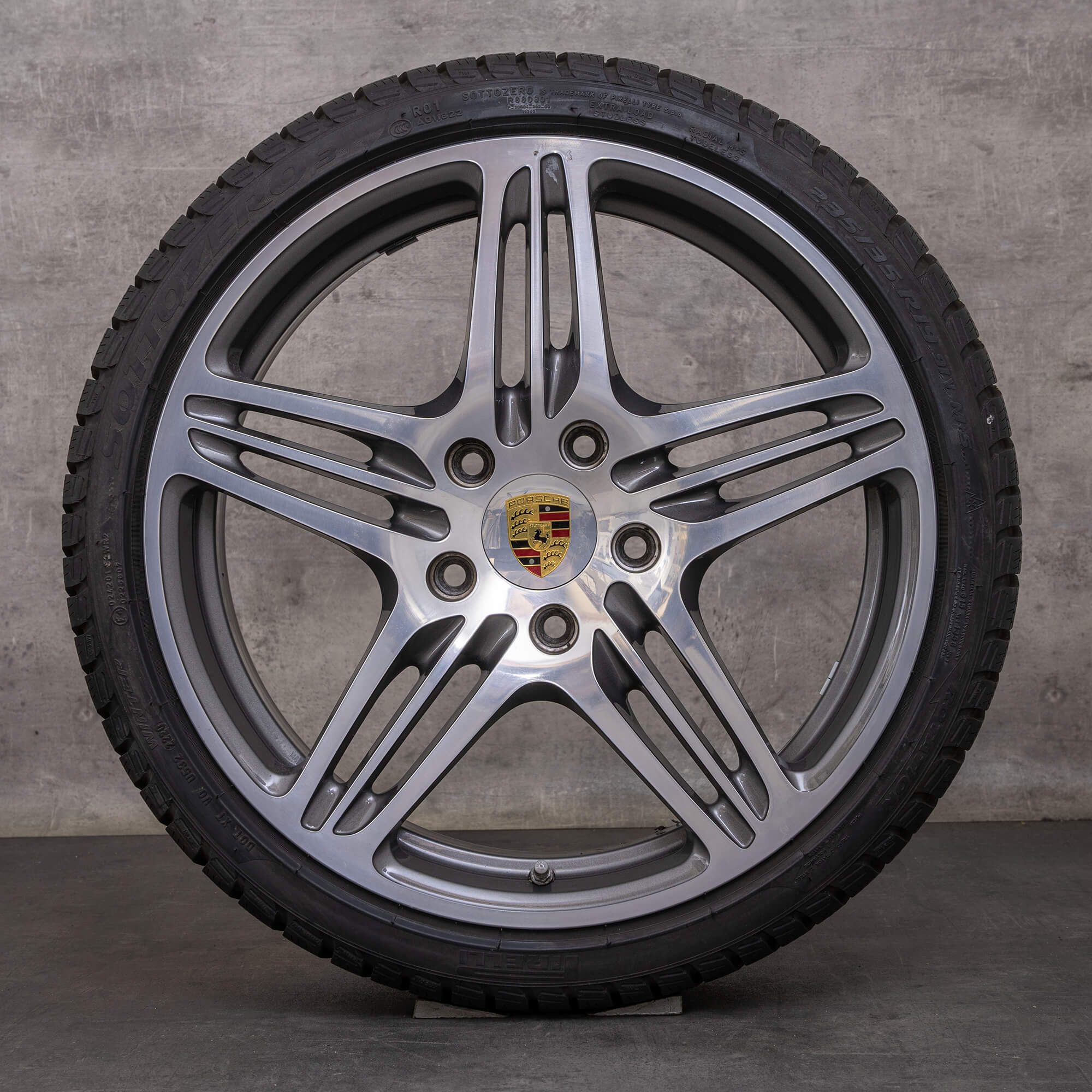 Oryginał Porsche 911 koła zimowe 19 cali 997 felgi 99736215602 99736216209 tytanowe polerowane