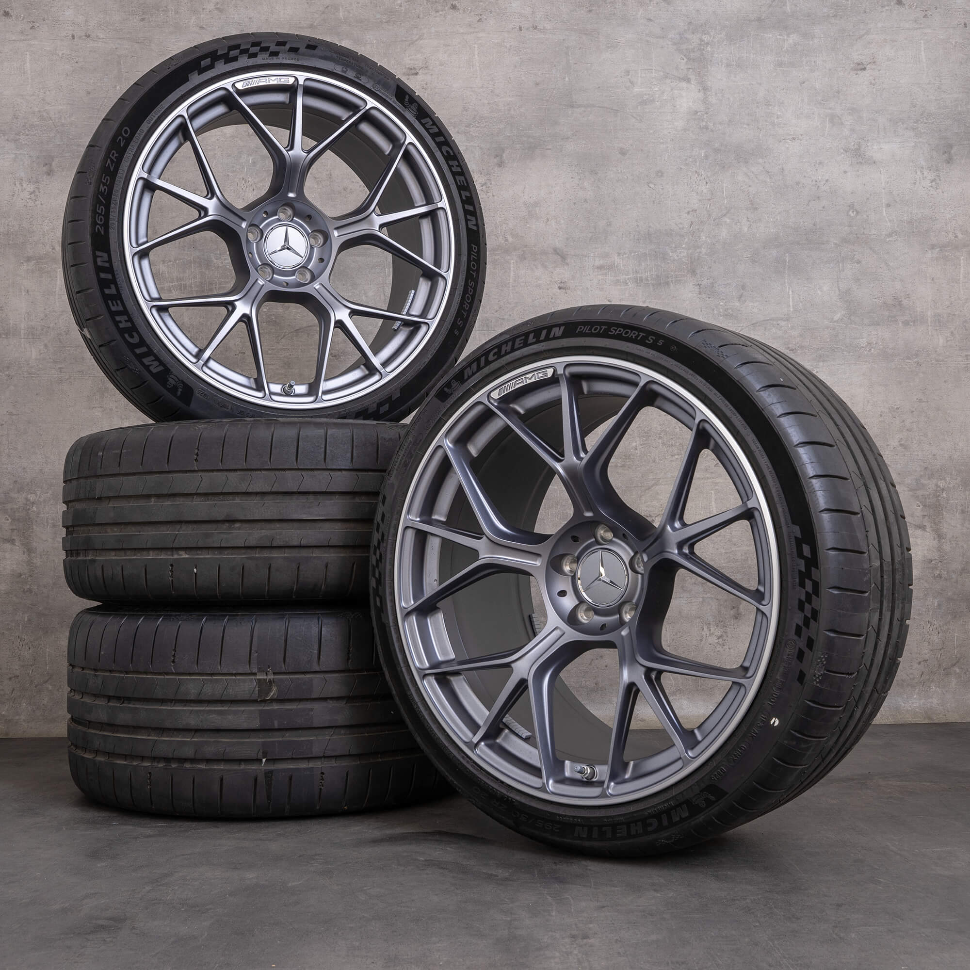 Original Mercedes Benz CLE 53 AMG 4Matic Felgen 20 Zoll C236 A236 Sommerräder A2364013100 A2364013200 himalaya grey matt glanzgedreht NEU