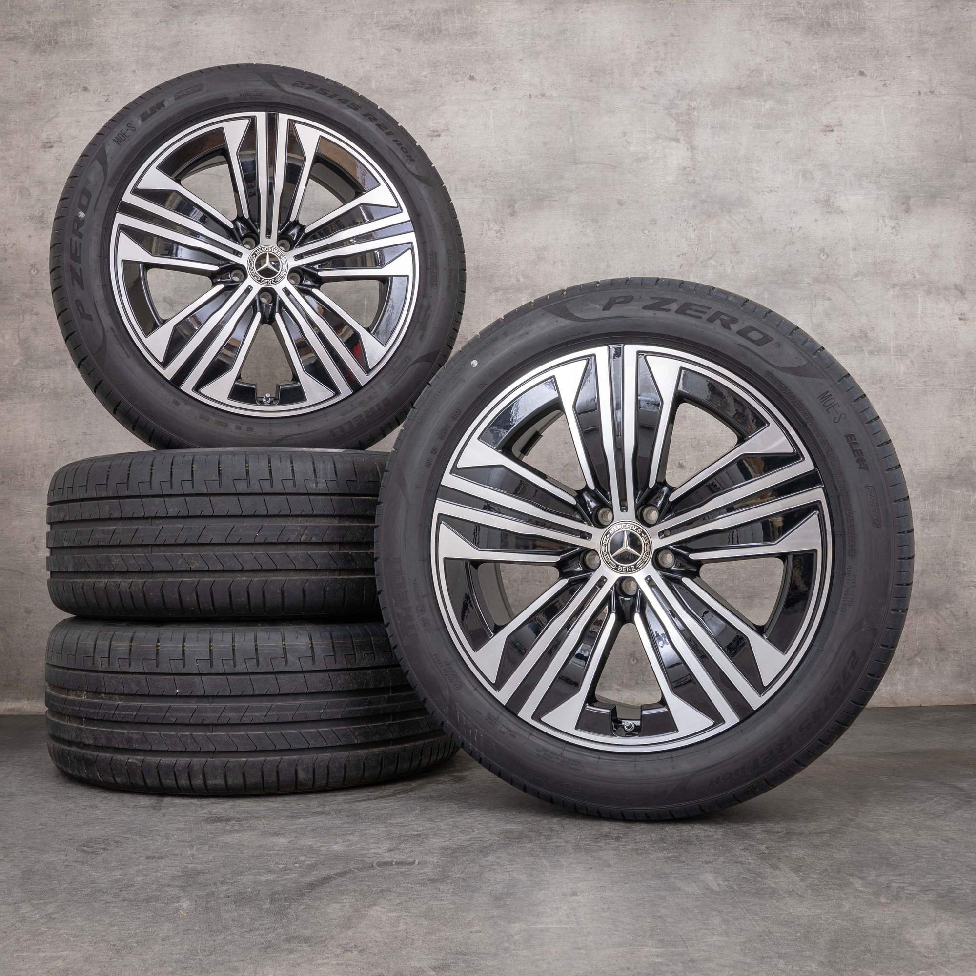Oryginalne felgi Mercedes Benz EQS 21 cali X296 letnie koła A2964010500 czarne polerowane toczone