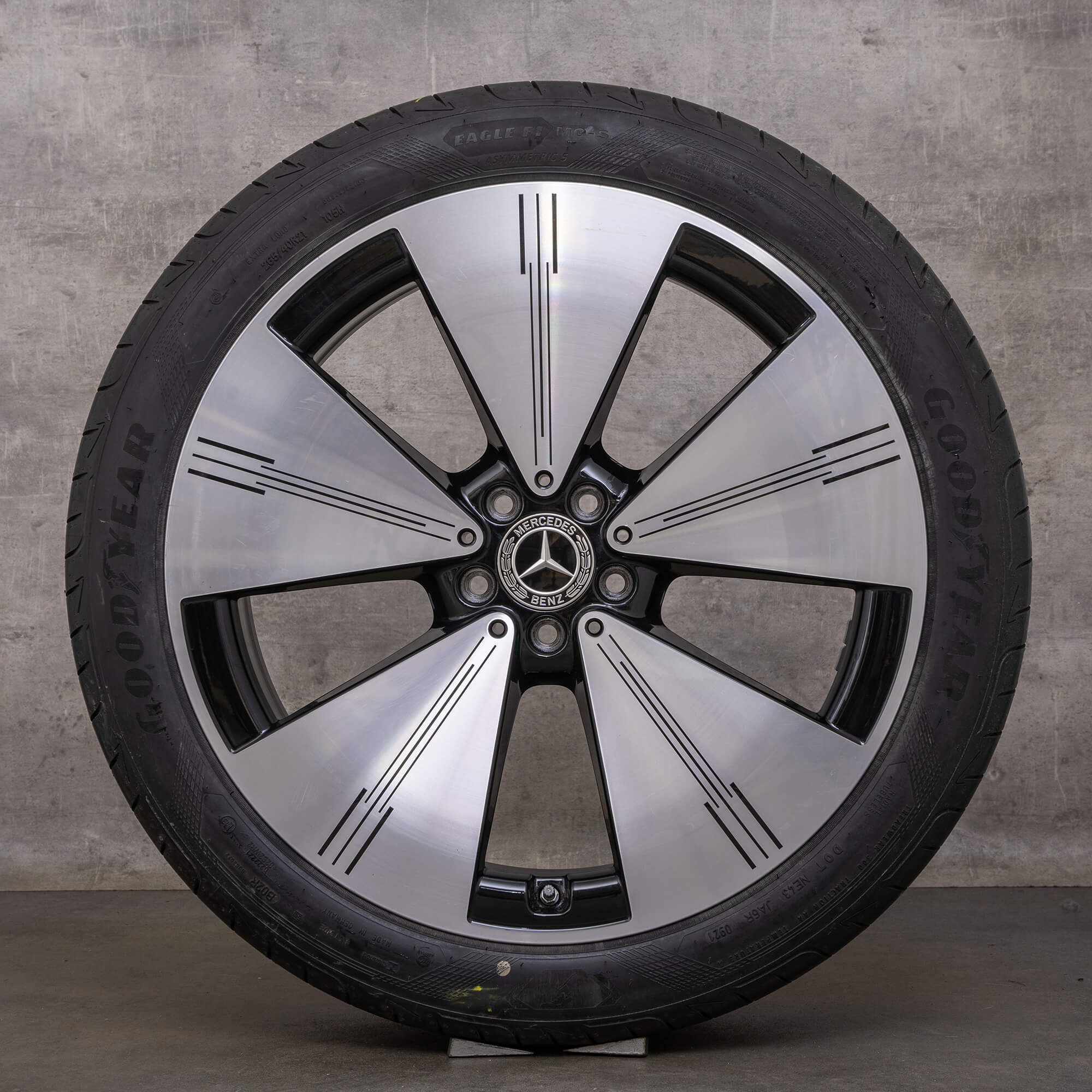 Original Mercedes Benz EQS llantas 21 pulgadas V297 ruedas de verano A2974011100 negro brillante torneado
