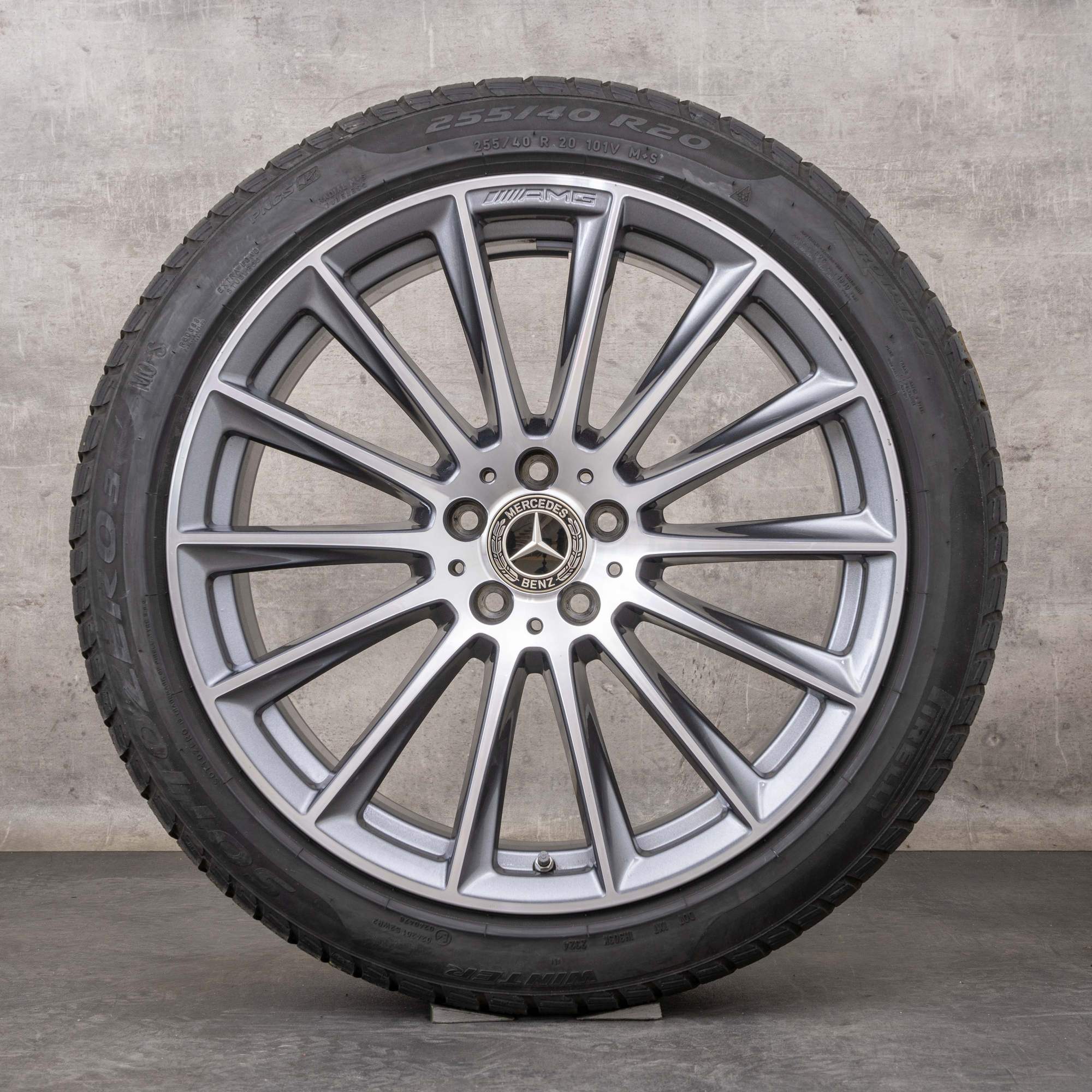 Alkuperäiset Mercedes Benz S-sarjan AMG talvirenkaat 20 tuuman W223 V223 vanteet A2234011500 himalajanharmaa kiillotettu