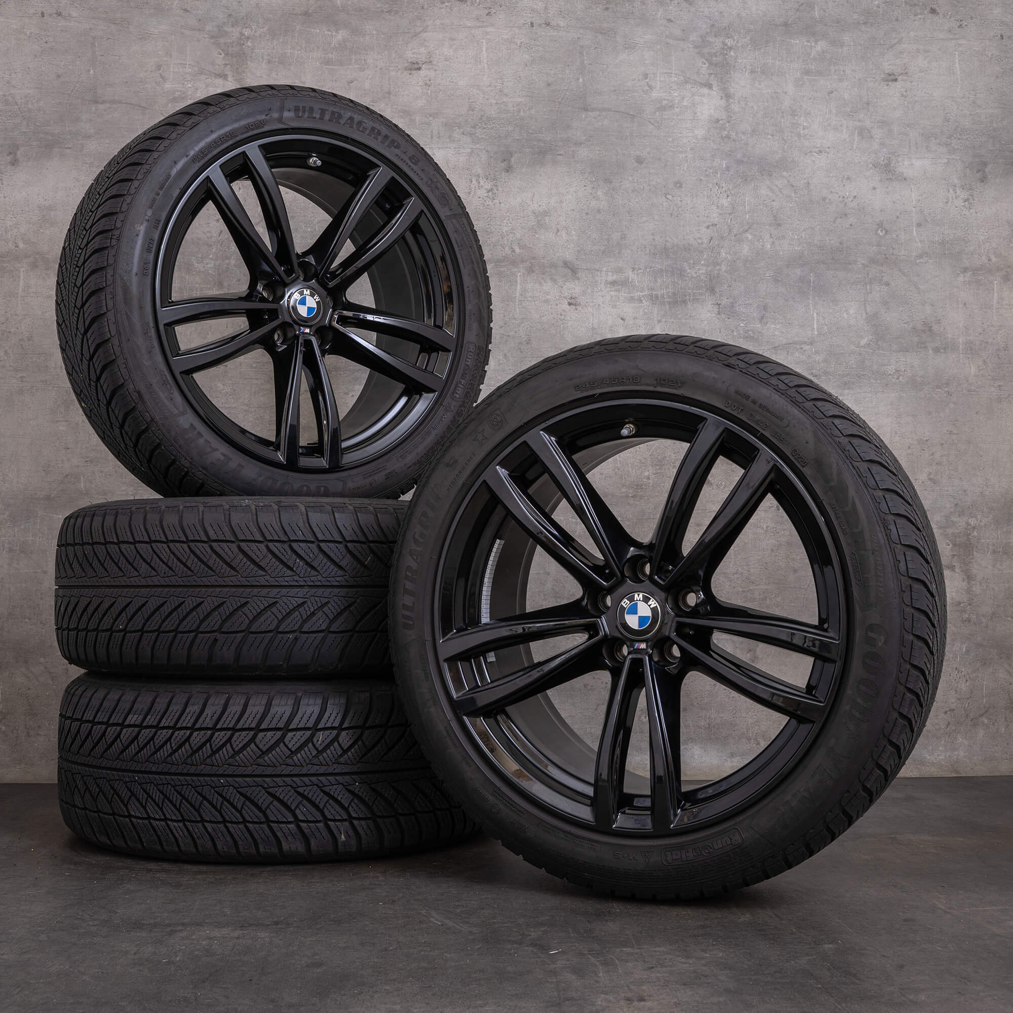 Original BMW Série 6 7 jantes e pneus inverno 19 polegadas G11 G12 GT G32 estilo 647 M 7850579 preto brilhante