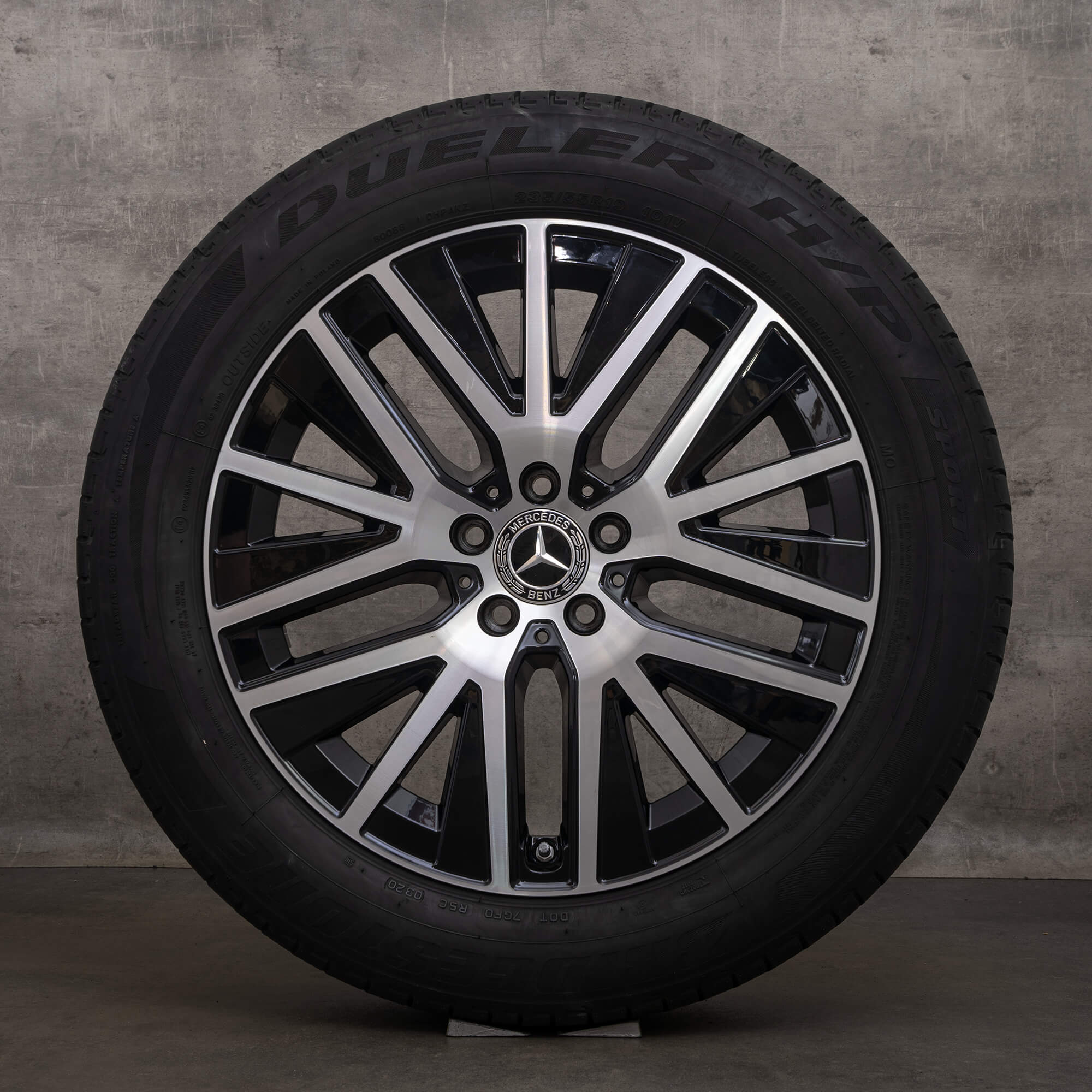 Originální letni disky Mercedes Benz GLC 19 palců X253 C253 pneumatiky A2534014900 černá lesklá soustružená alu kola