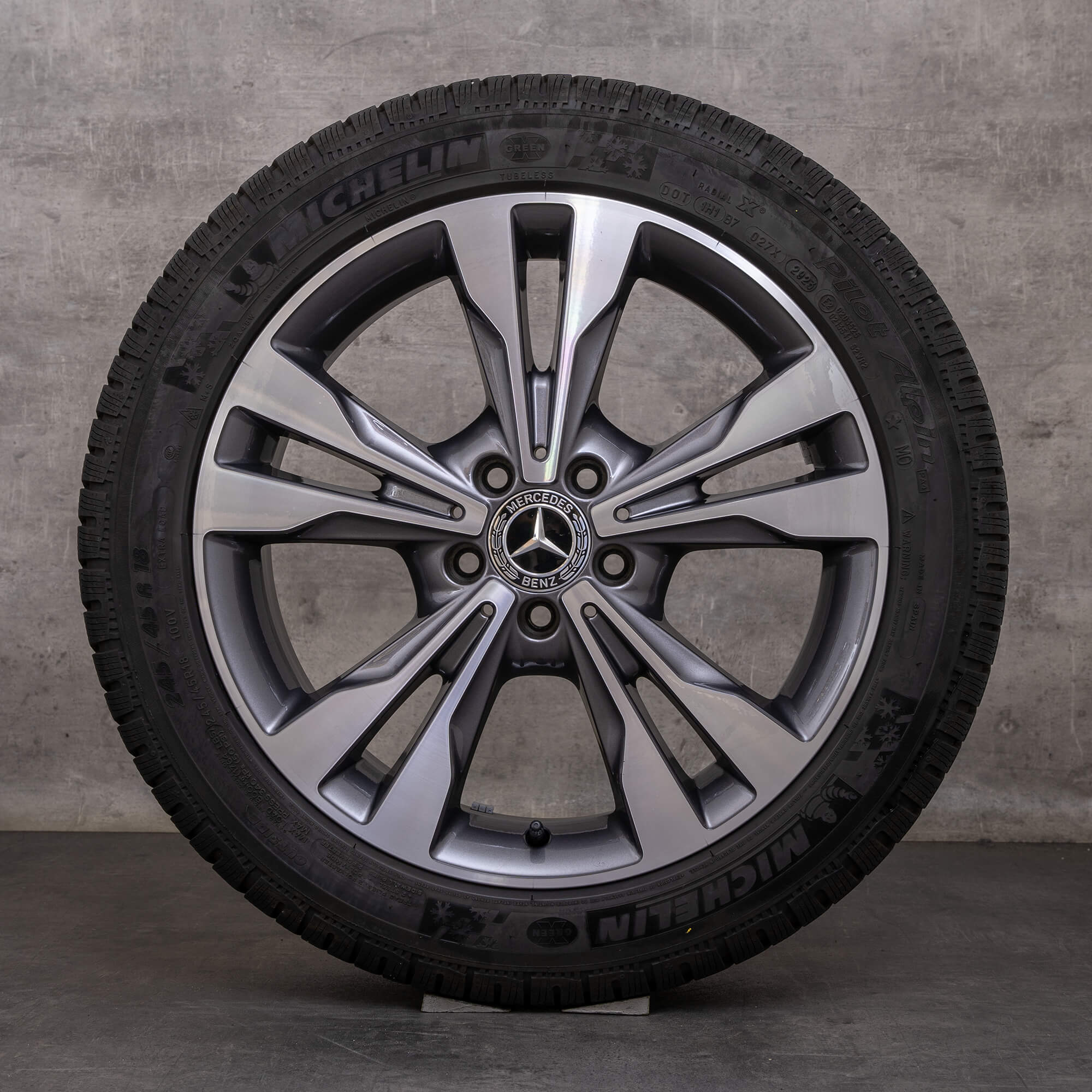 OEM Mercedes Benz V-Class snow tire packages 18 inch W447 Vito Viano Rims A4474014400 himalaya grey glossy turned