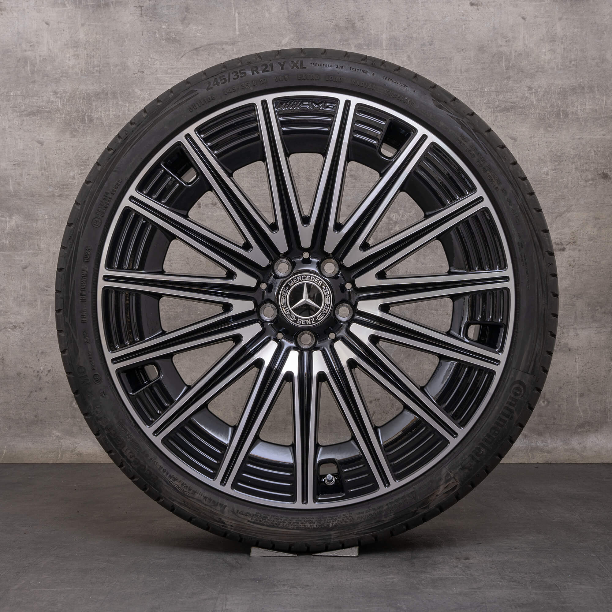 Originale Mercedes Benz E-Klasse hjul 21 tommer W214 S214 sommerhjul A2144010700 A2144010800 sort blank drejet