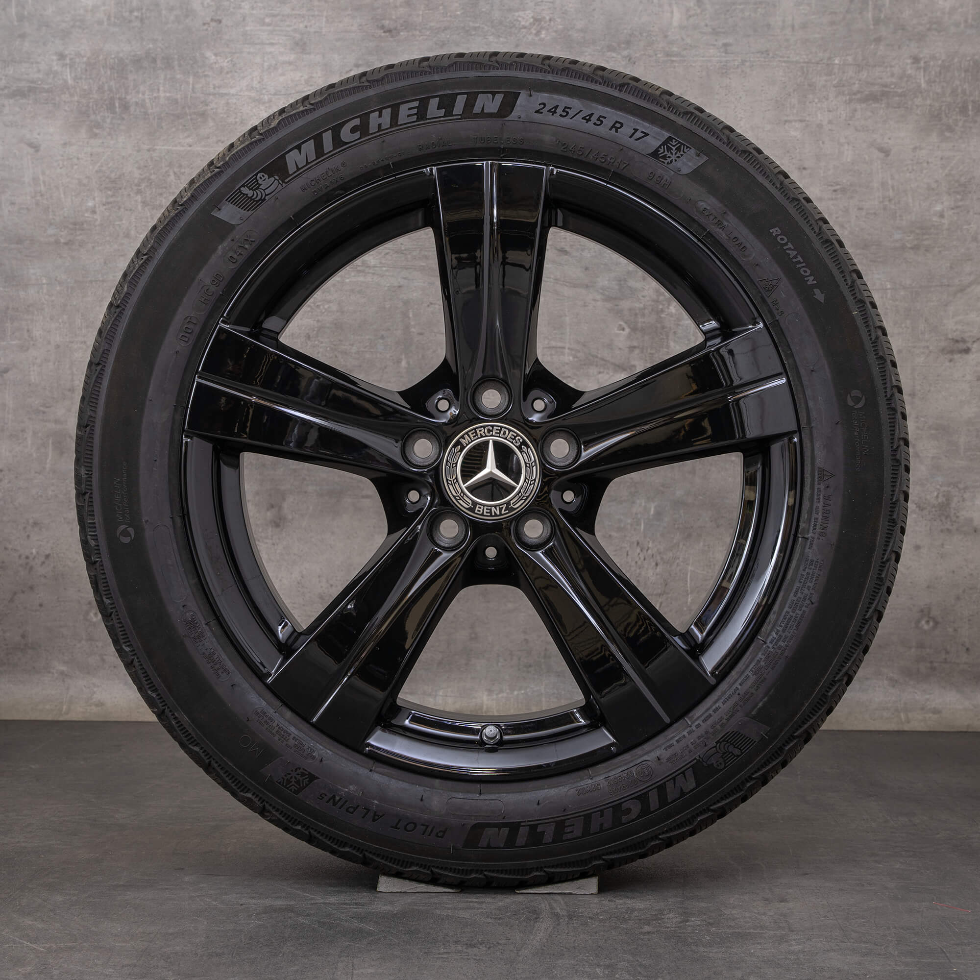 Oryginalał Mercedes Benz Klasa C koła zimowe 17 cali W206 S206 C300 Felgi Hybryda A2064014500 A2064014600 czarny błyszczący