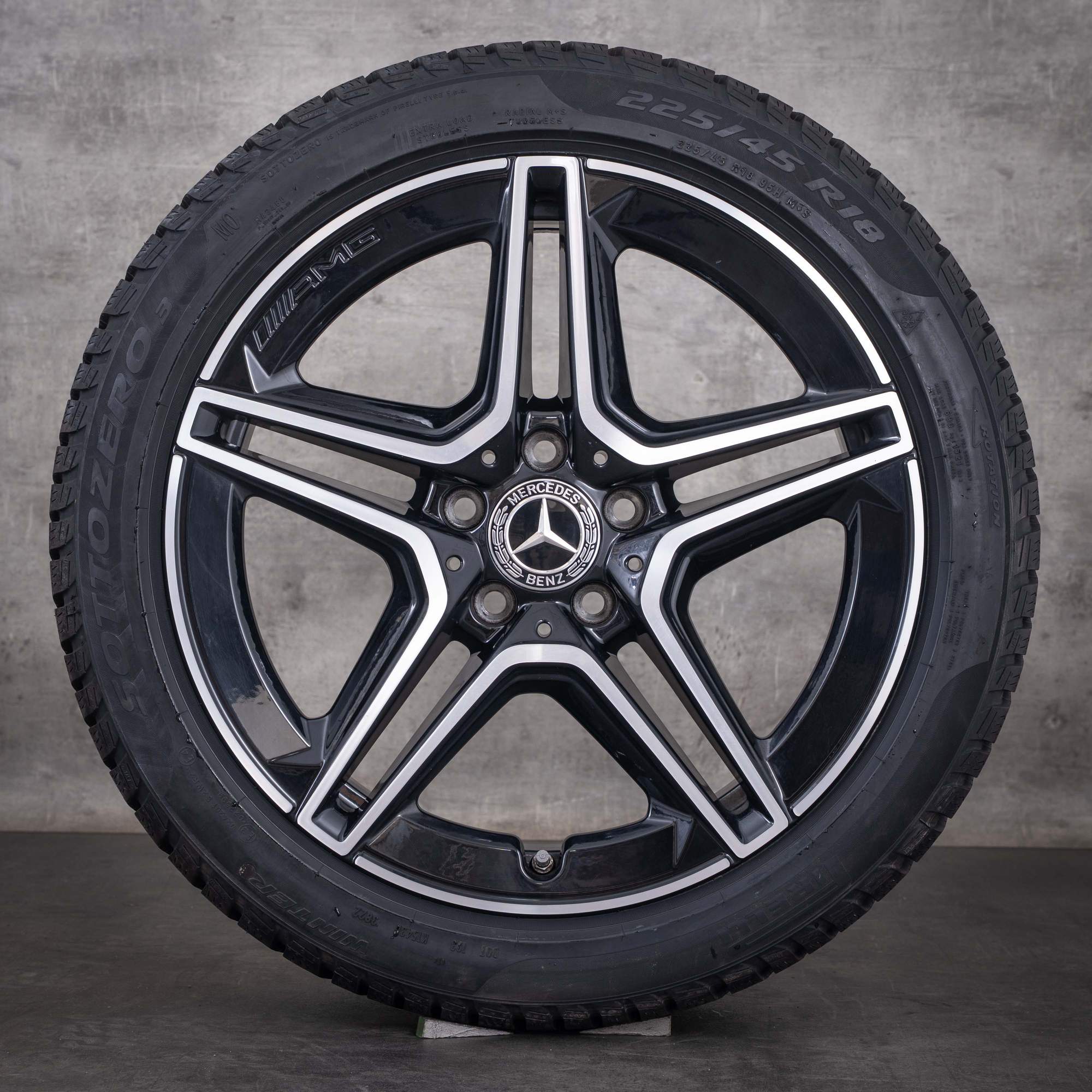 Original Mercedes Benz A B Klasse CLA AMG Winterräder 18 Zoll W177 V177 W247 X118 C118 Felgen A1774011500 schwarz glanzgedreht