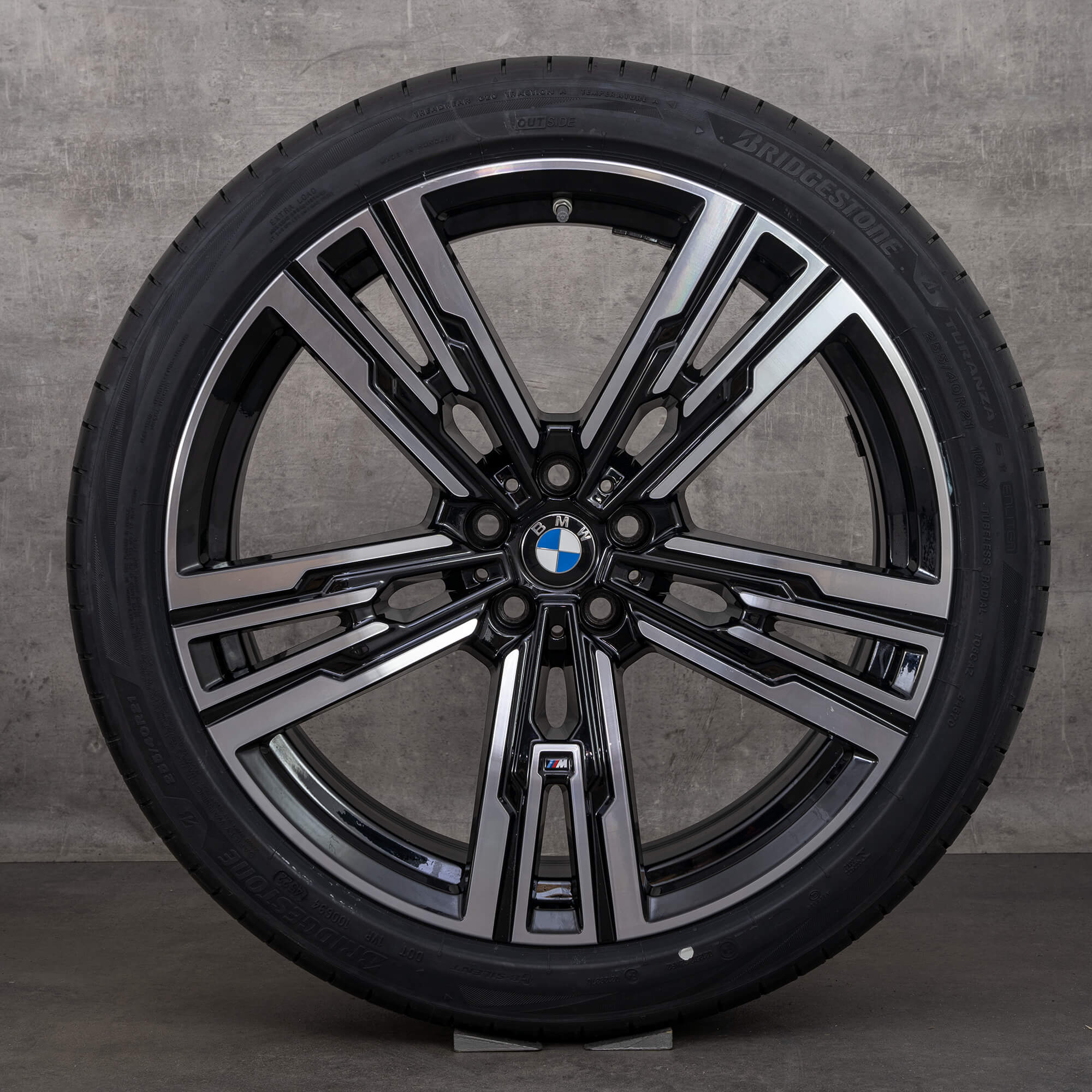 Jantes d'origine BMW Série 7 i7 21 pouces G70 Style été 908 M 5A19DF0 5A19DF1 noir brillant