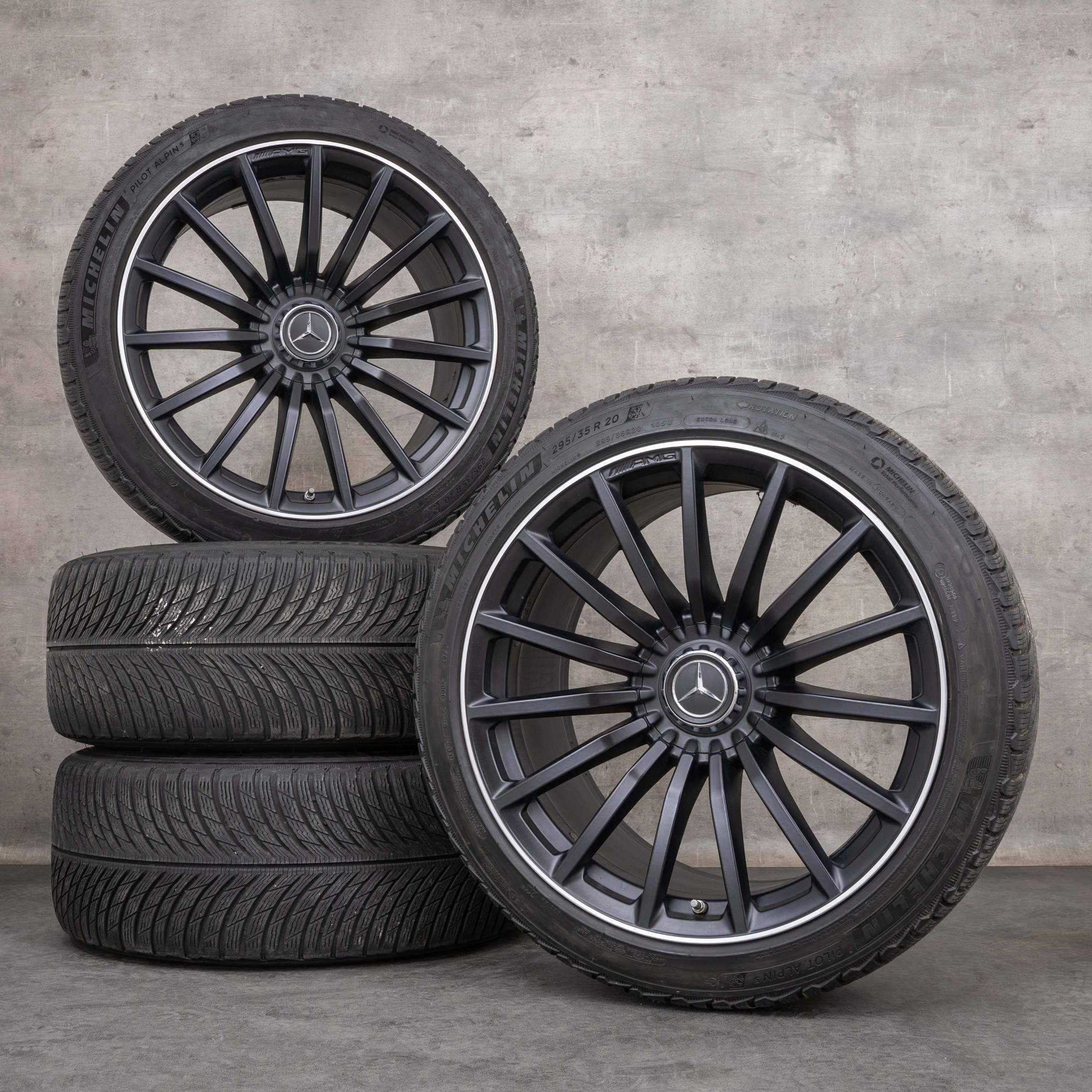 Original Mercedes Benz GT 43 53 63 & S 4Matic+ AMG vinterhjul 20 tum X290 4-dörrars fälgar A2904010600 A2904010700 svart matt glansig svarvad