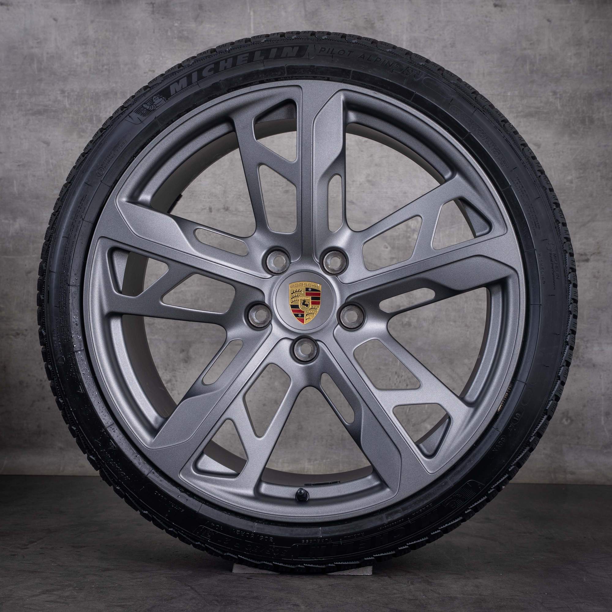 OEM Porsche Taycan 9J1 I & II winter wheels 21inch 9J1 rims 9J1601025AL 9J1601025AM Vesuv Gray Matte - wheel 4 of 4