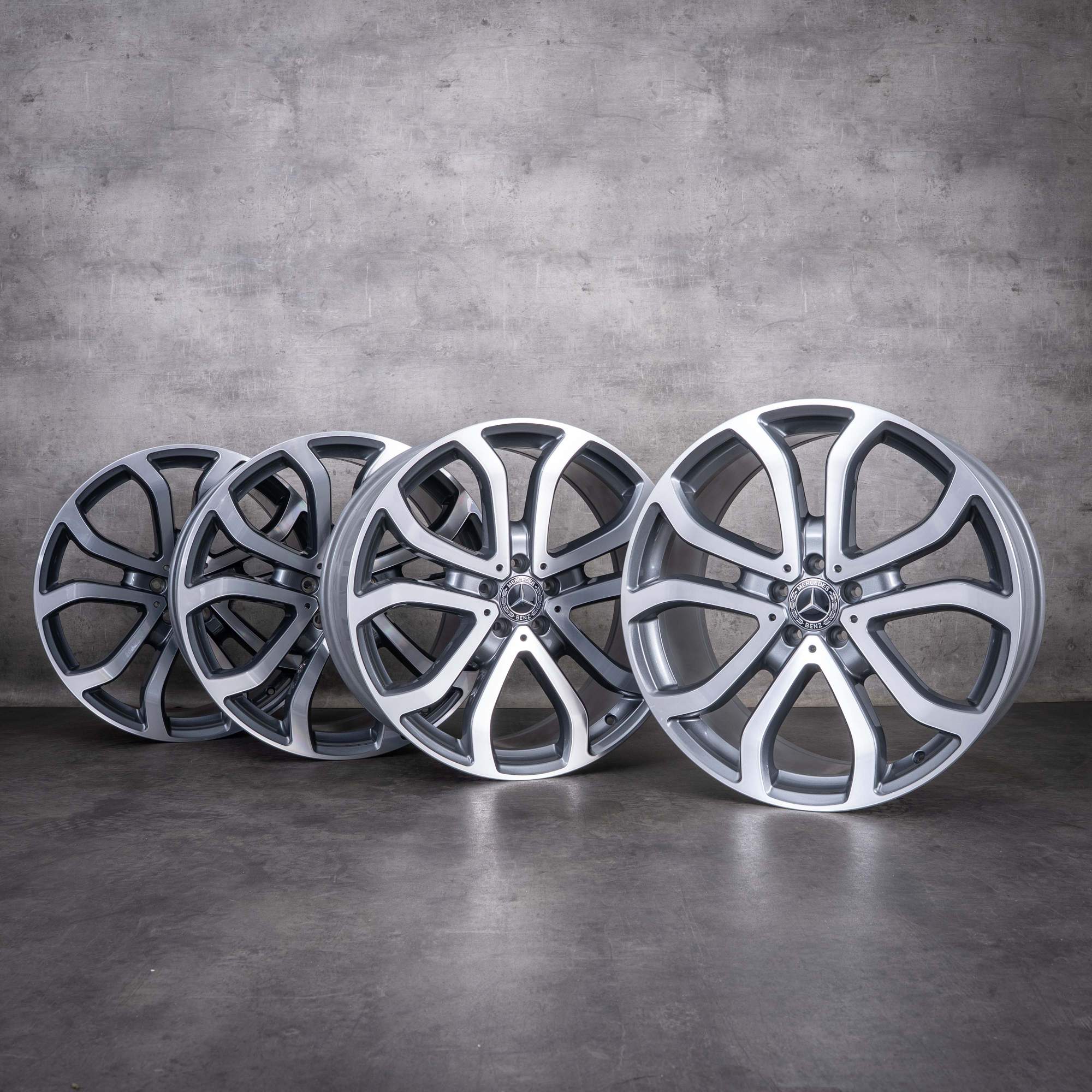 Original Mercedes Benz GLE 43 63 & S AMG Felgen 21 Zoll C292 A2924011400 A2924011500 Alufelgen himalaya grey glanzgedreht