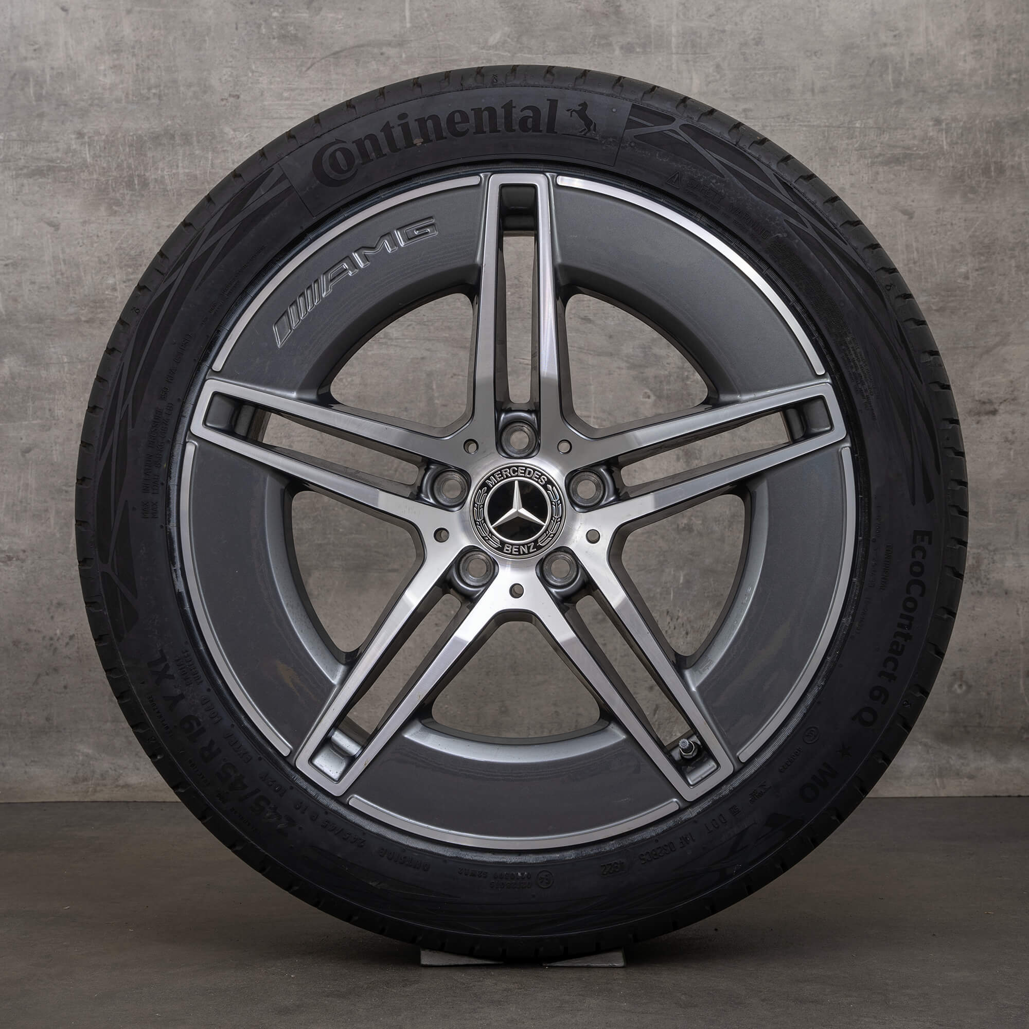 Originale Mercedes Benz E-klasse AMG fælge 19 tommer W214 S214 sommerdæk A2144010300 A2144010400 himalaya grey glossy turned