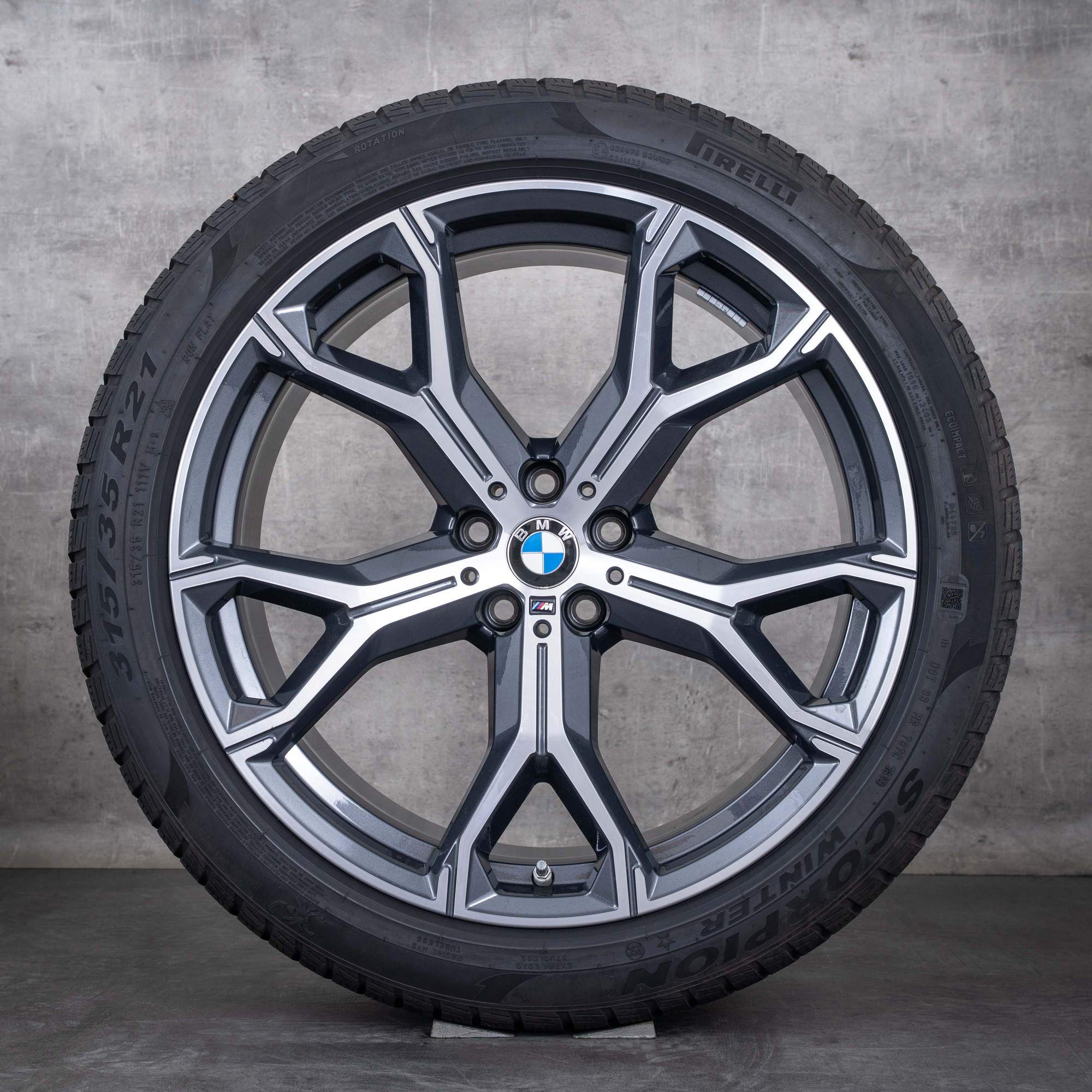 Oryginalne koła zimowe BMW X5 X6 21 cali G05 G06 felgi stylizacja 741 M 8071998 8071999 orbit szary polerowane