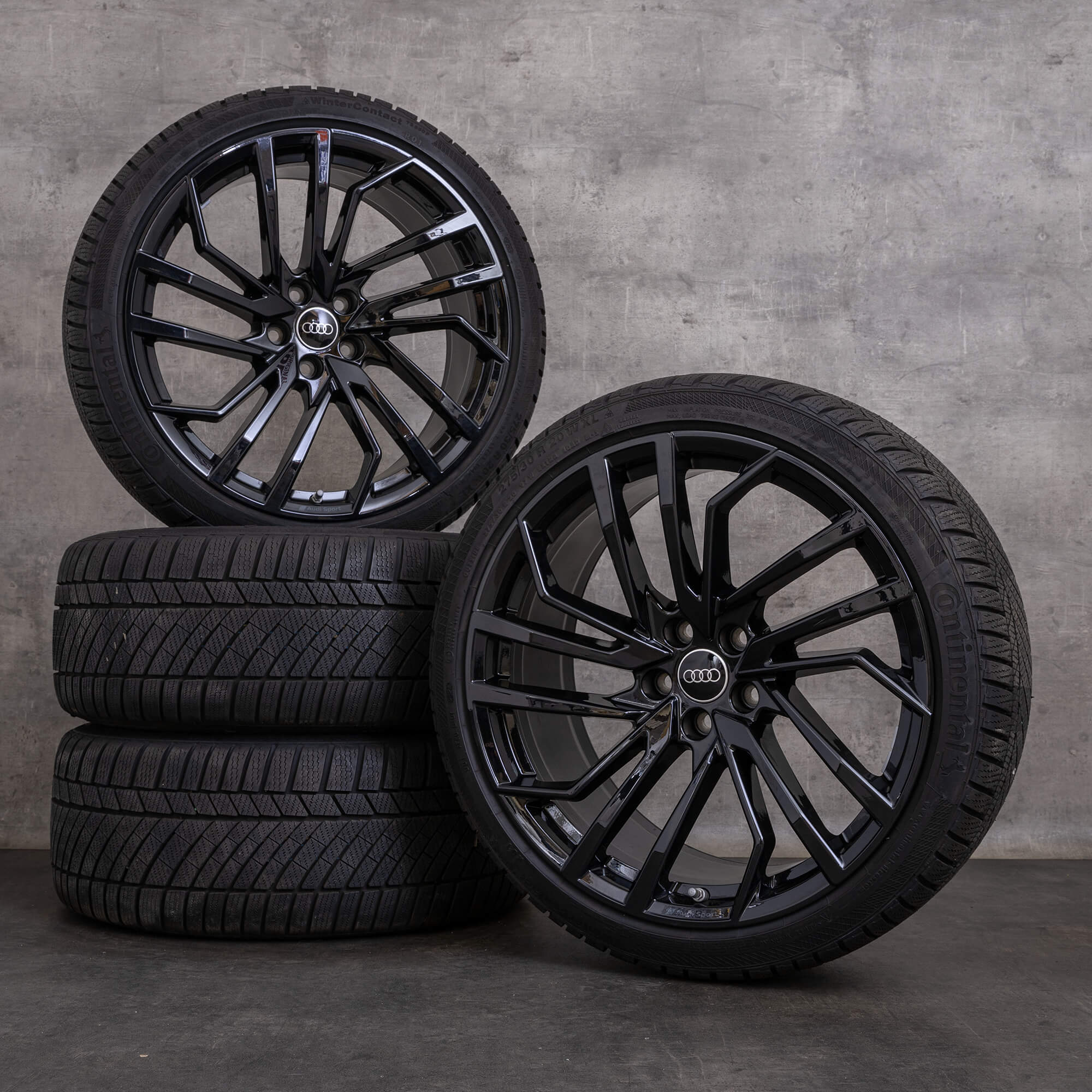 Oryginalne koła zimowe do Audi RS4 RS5 20 cali felgi B9 8W F5 nr kat. 8W0601025FT czarne z połyskiem