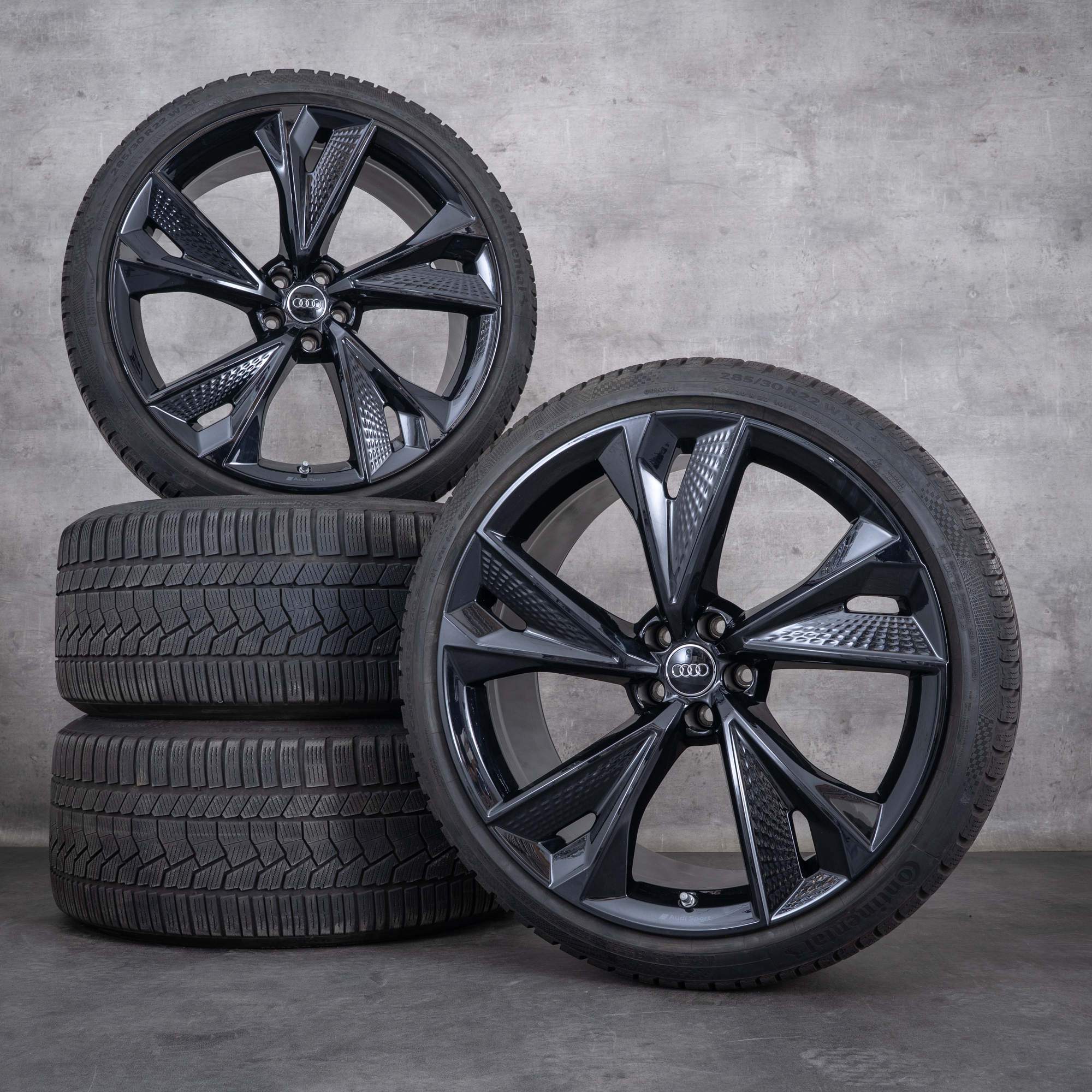Originale Audi RS6 RS7 jante 22 inch 4K C8 anvelope de vară 4K0601025BC negru lucios