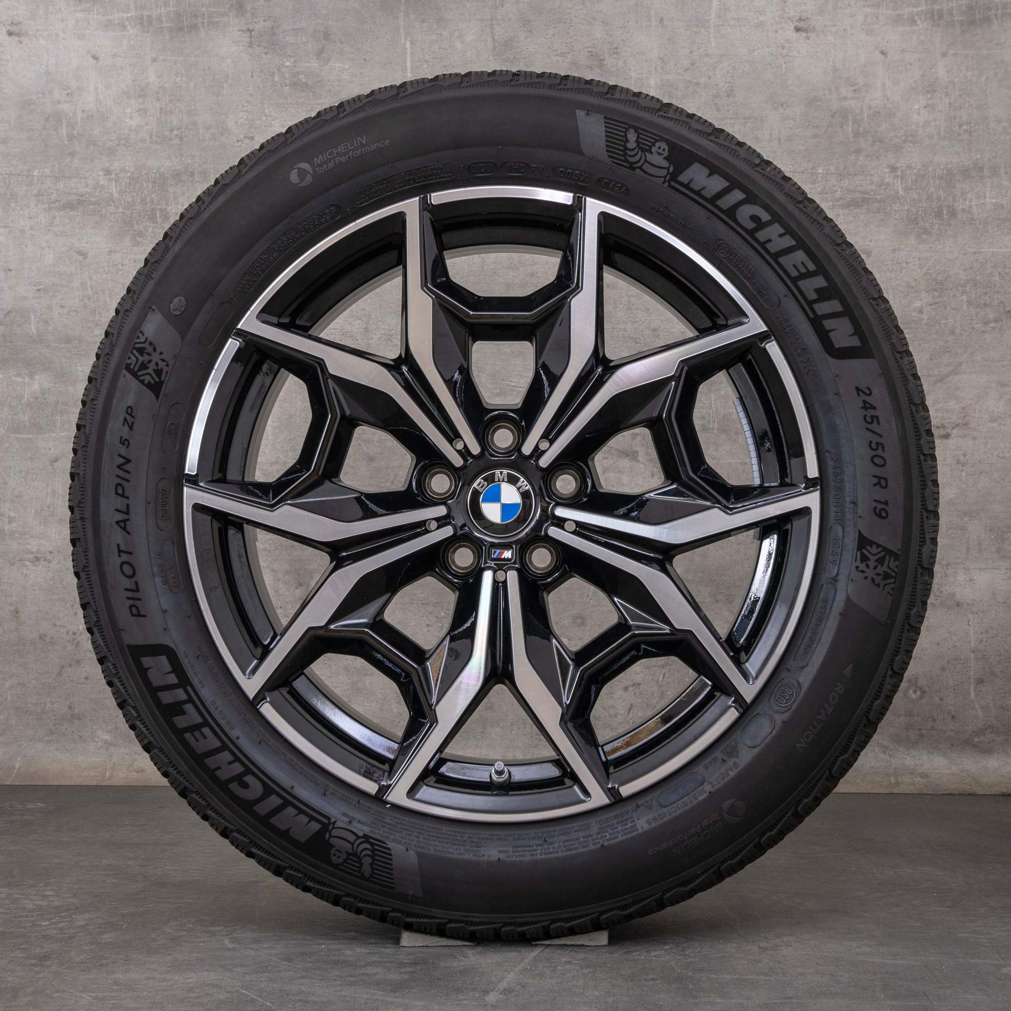 Oryginalał BMW X3 X4 koła zimowe 19 cali G01 G02 felgi stylizacja 887 M 7916263 czarny polerowane toczone