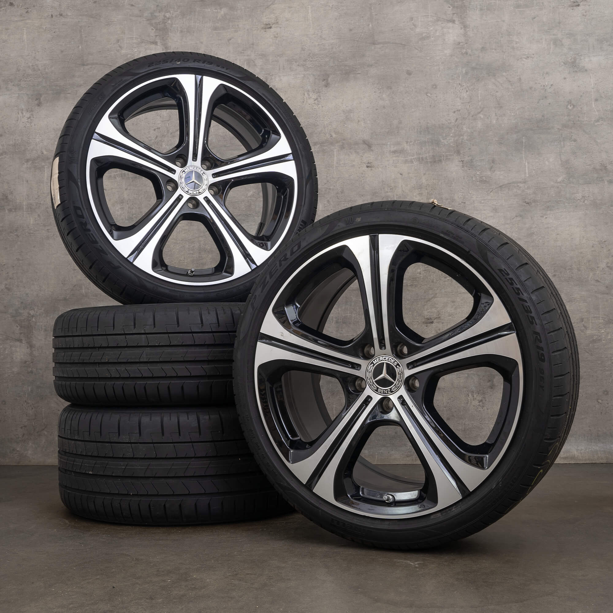 Llantas originales Mercedes Benz Clase C 19 pulgadas W206 S206 ruedas de verano A2064015300 A2064015400 negro brillante