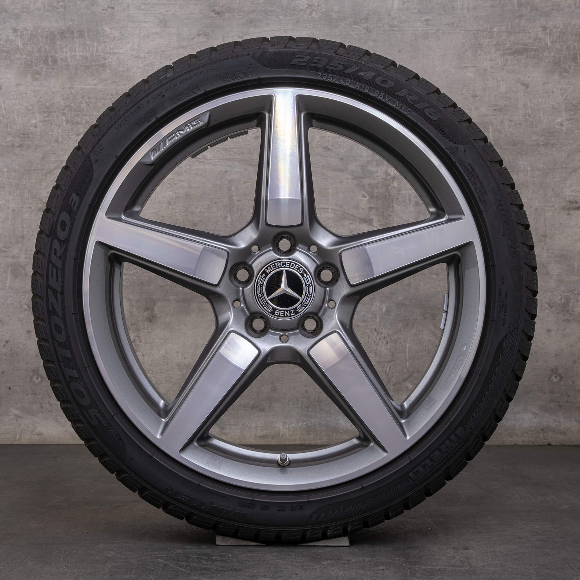 OEM Mercedes Benz SLK 55 SLC 43 AMG snow tire packages 18 inch W172 R172 Rims A1724012802 himalaya grey glossy turned