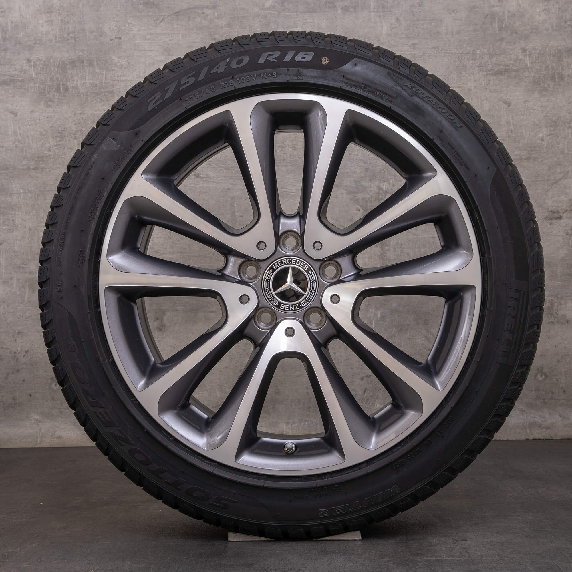 Original Mercedes Benz E-Klasse Winterräder 18 Zoll W213 S213 C238 A238 Felgen A2134011600 A2134010400 himalaya grey glanzgedreht