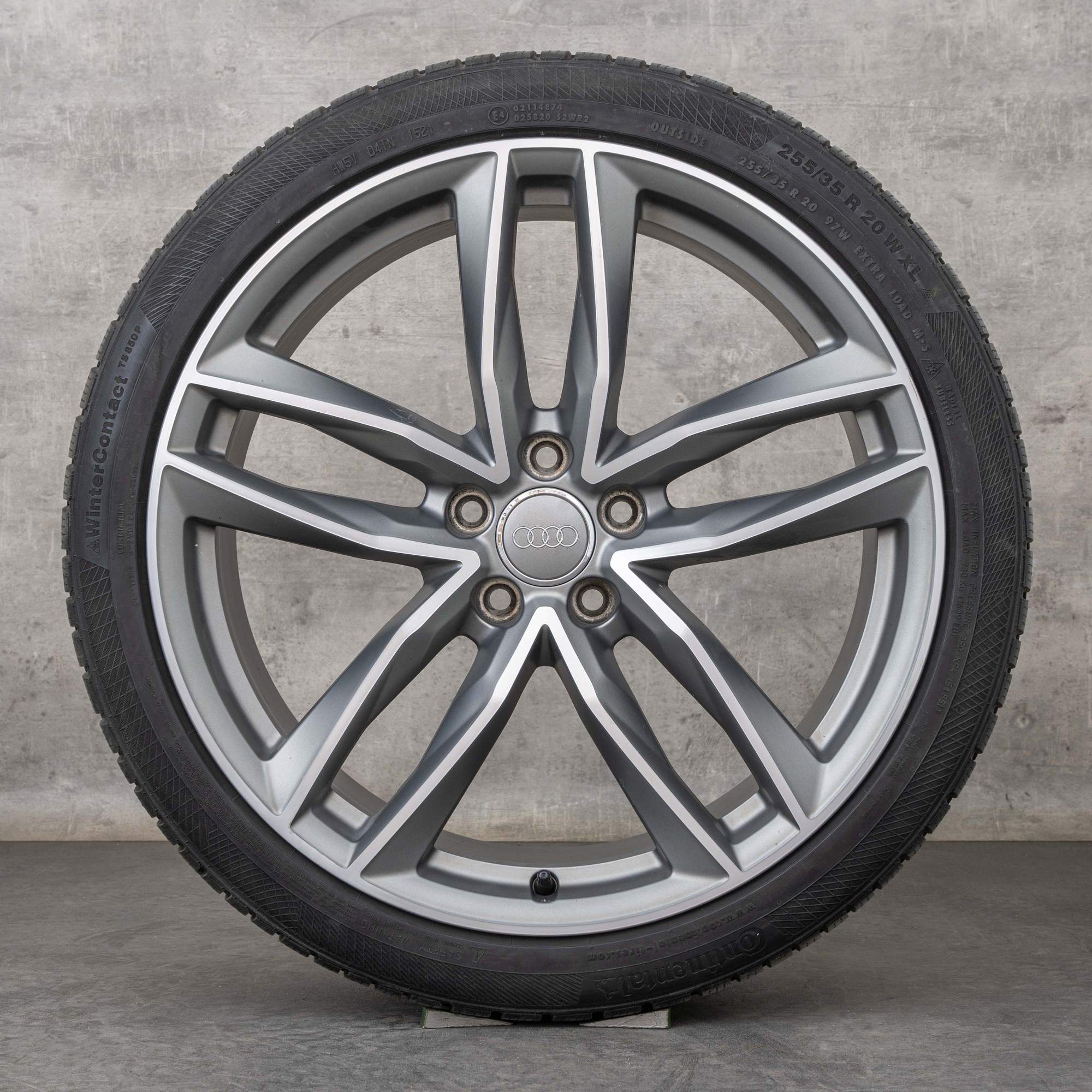 Oryginał Audi A6 S6 koła zimowe 20 cali 4G C7 felgi 4G9601025N tytan mat polerowane
