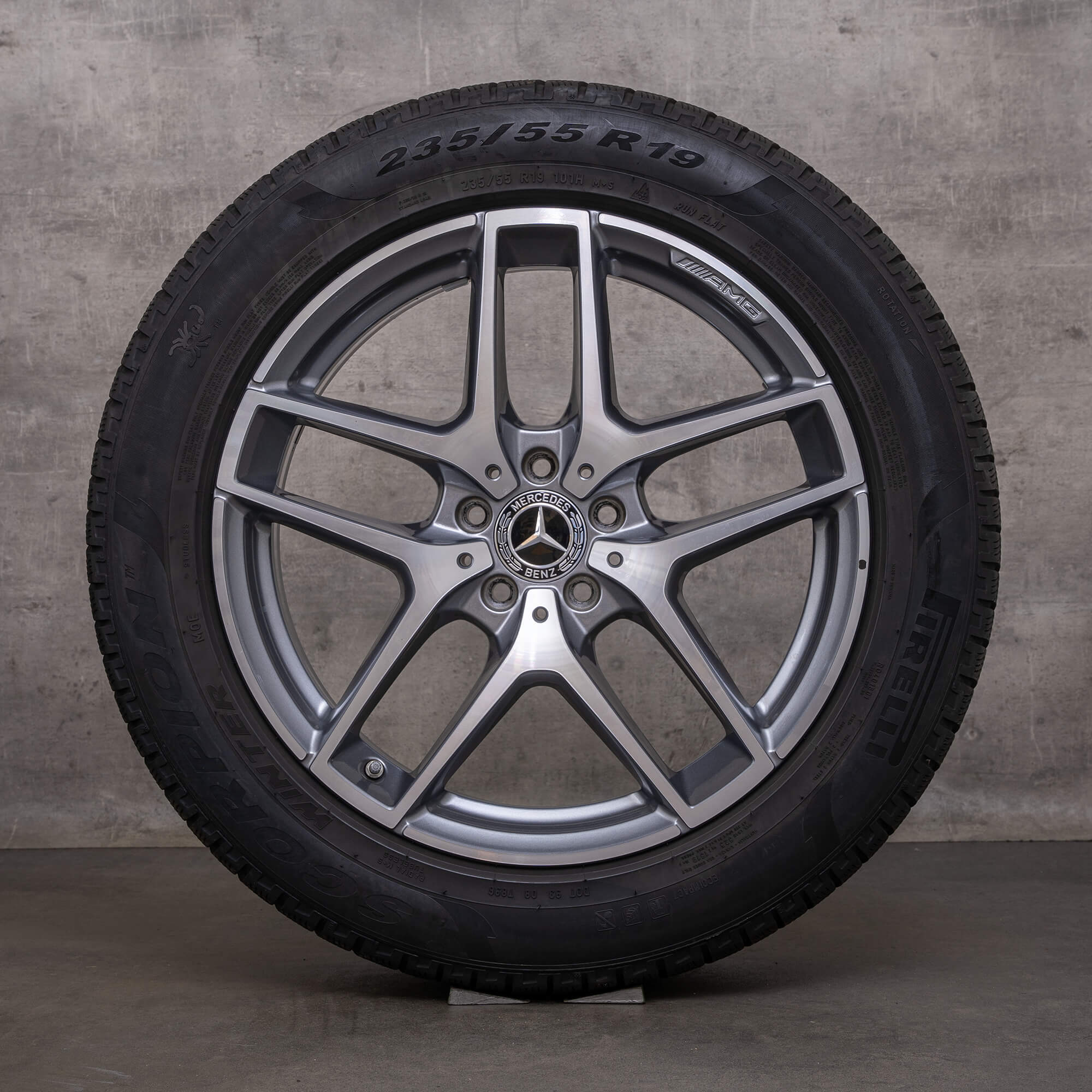 Orijinal Mercedes Benz GLC & 43 AMG Winterrder 19 inç C253 X253 jantlar A2534011800 himalaya gri parlak tornalanmış