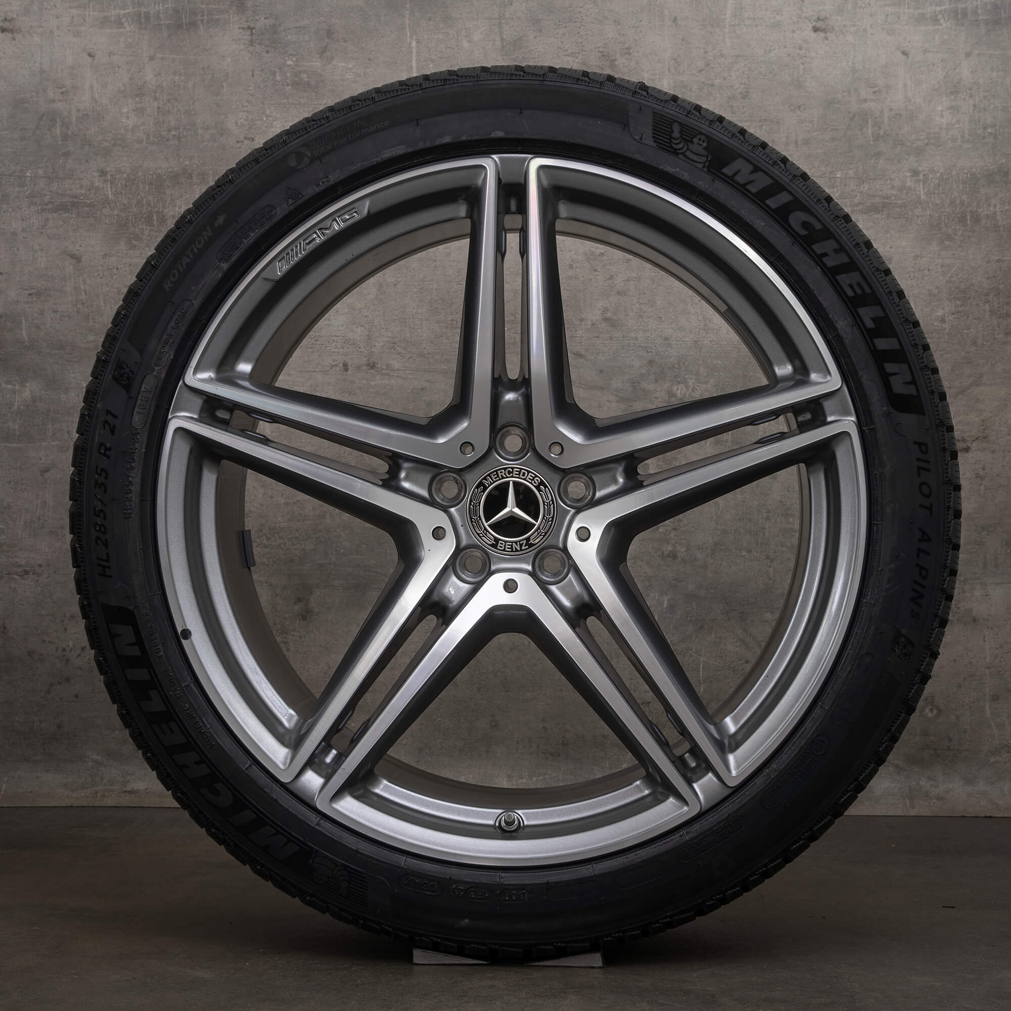Alkuperäiset Mercedes Benz S-sarjan S 63 AMG talvirenkaat 21 tuuman W223 vanteet A2234012100 A2234012200 himalajanharmaa kiillotettu UUSI