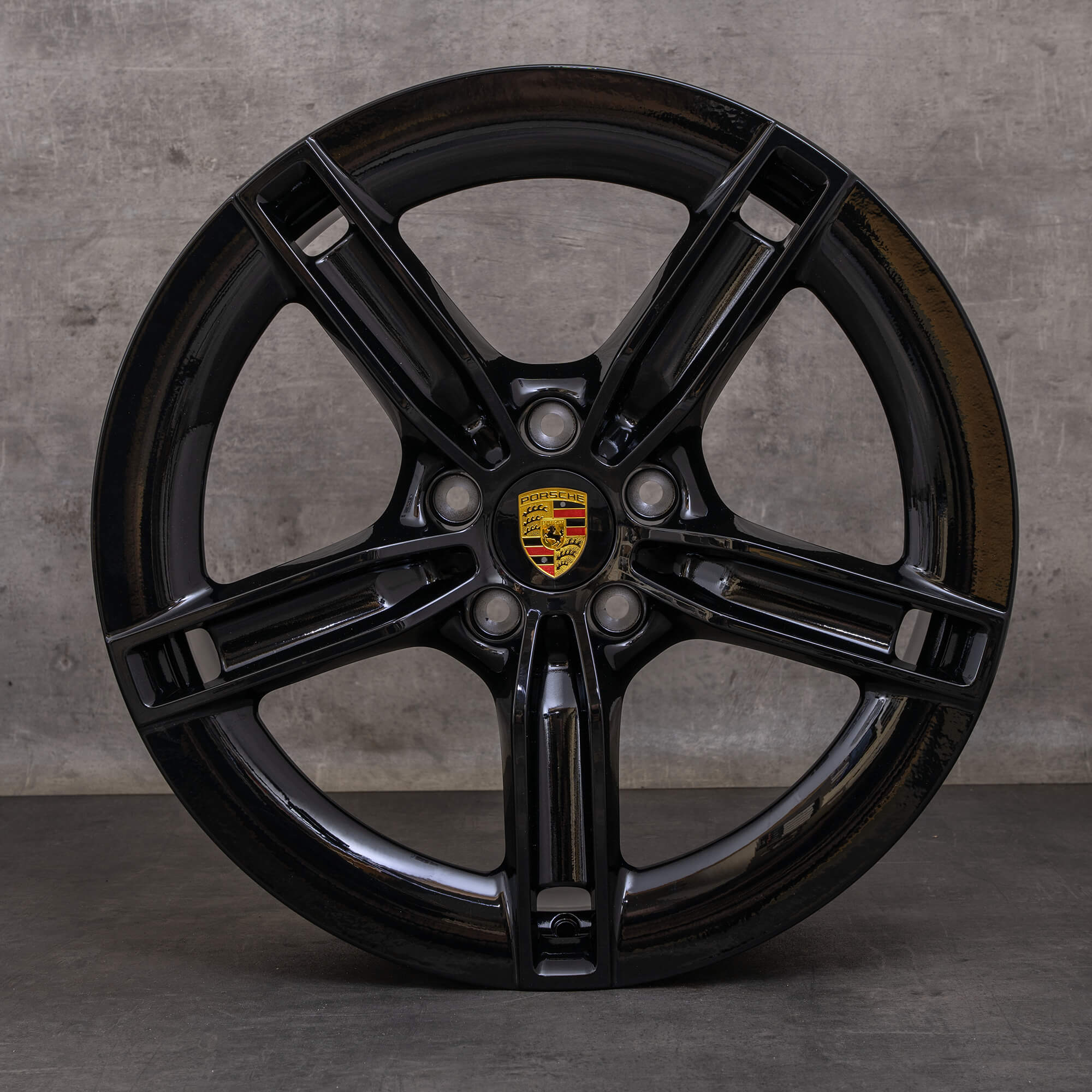 Oryginał Porsche Taycan 9J1 II koła zimowe 21 cali felgi 9J1073663KB Mission E czarny połysk NOWOŚĆ