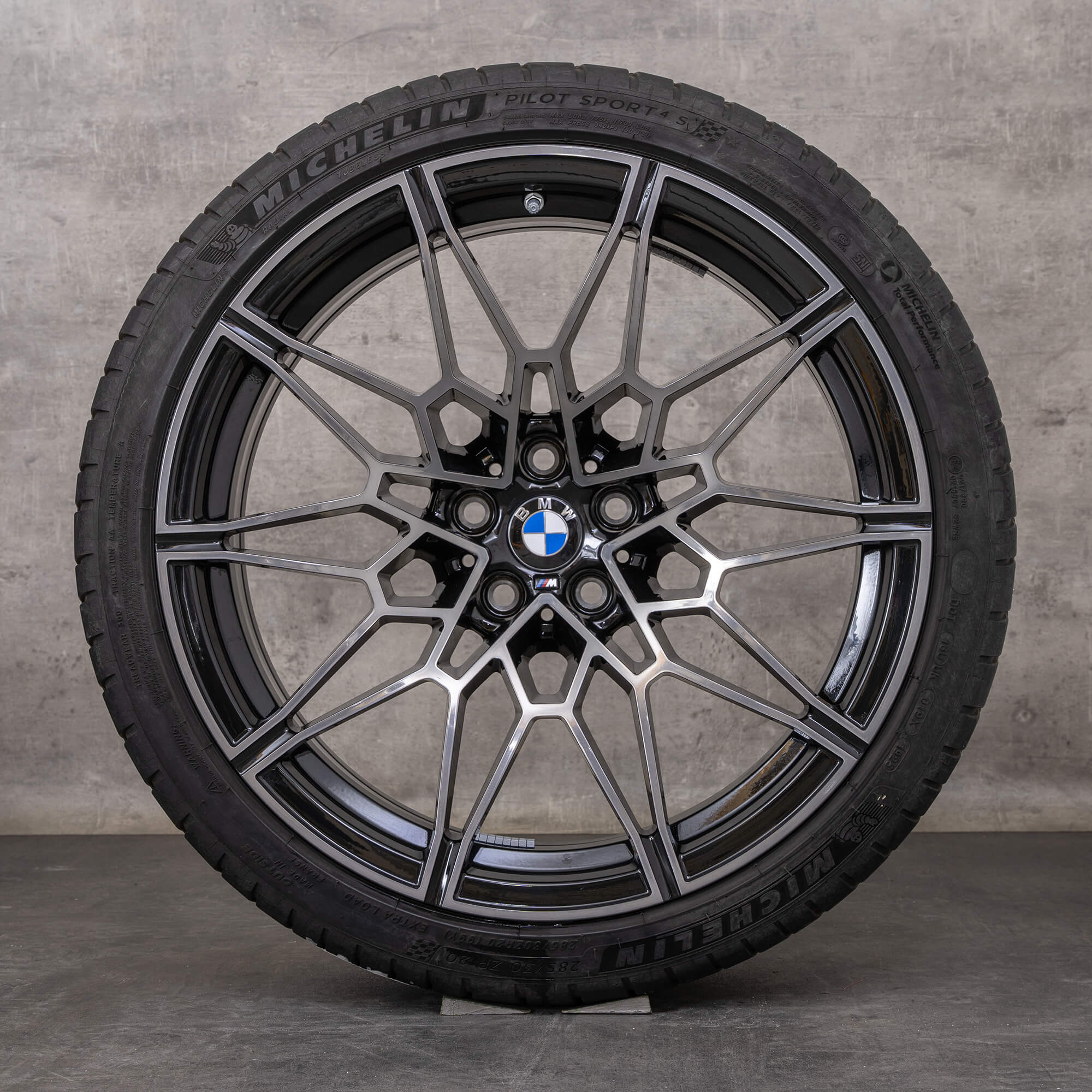 Oryginał BMW M2 M3 M4 felgi 19 20 cali G87 G80 G81 G82 G83 koła letnie stylizacja 826 M 8093838 8093839 czarne polerowane toczone