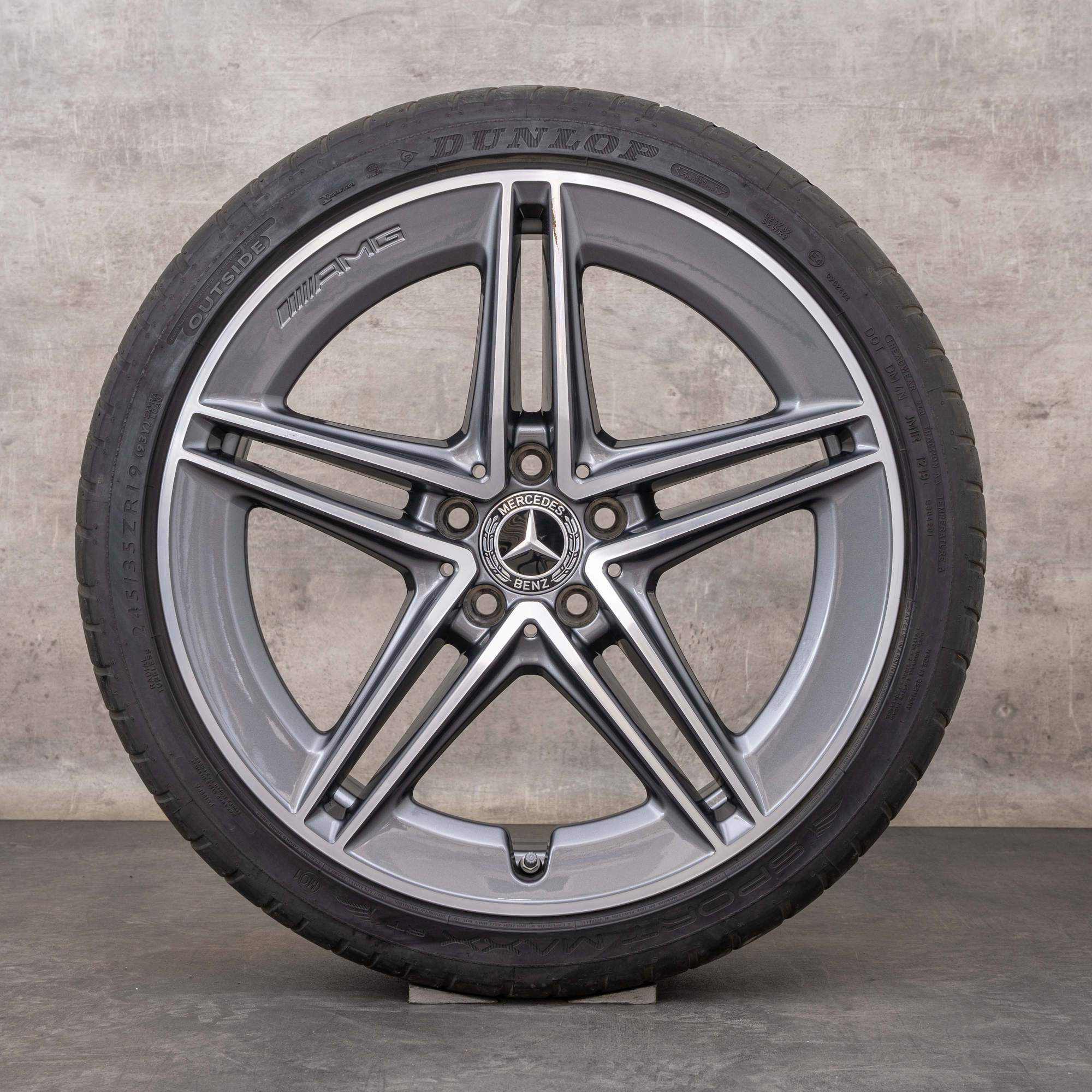 Oryginał Mercedes Benz Klasa C63 i S AMG felgi 19 cali W205 S205 koła letnie A2054010501 A2054010601 himalaya szary polerowane