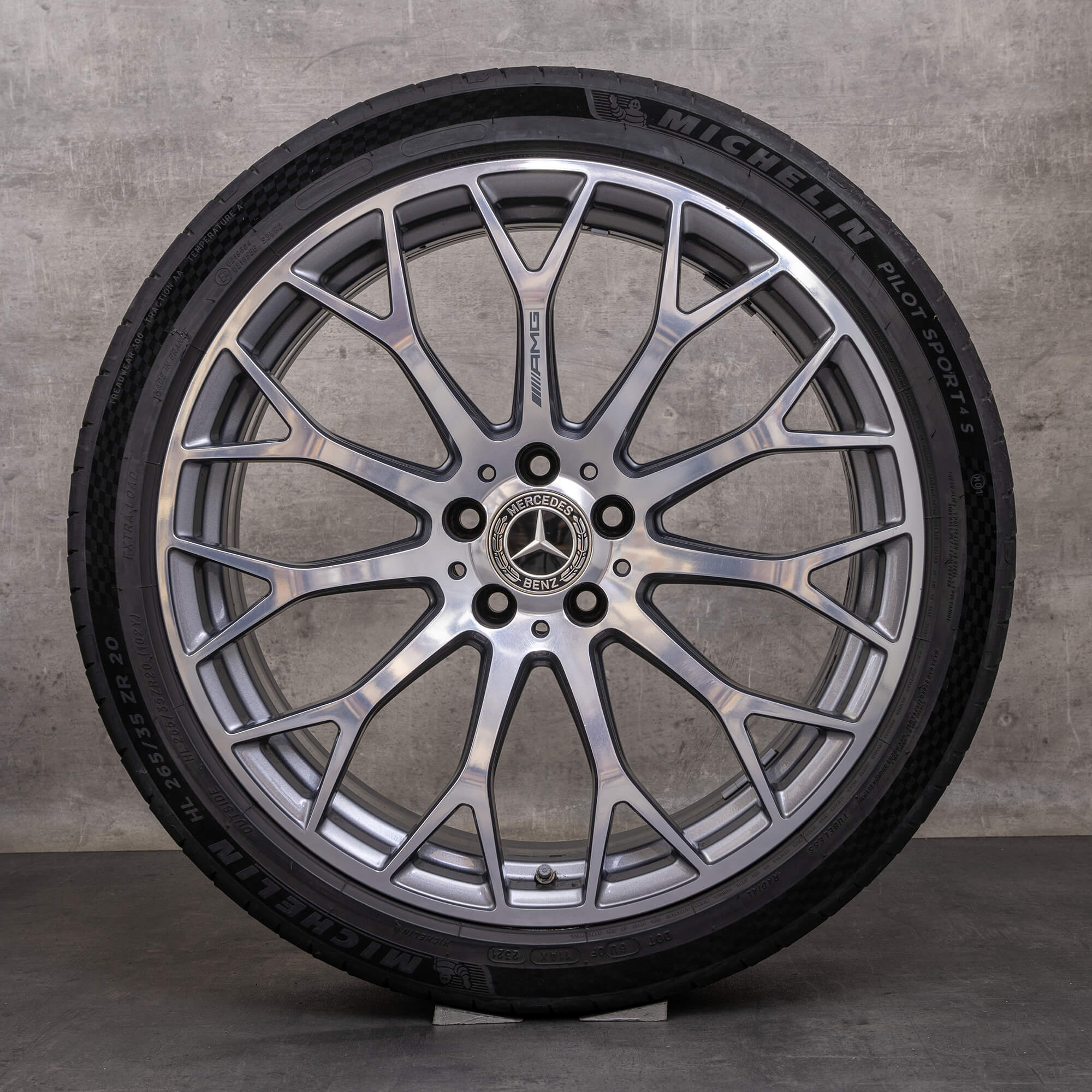 Oryginał Mercedes Benz Klasa C63 i S AMG koła zimowe 20 cali W206 S206 felgi A2064013100 A2064013200 himalaya szary Polerowane