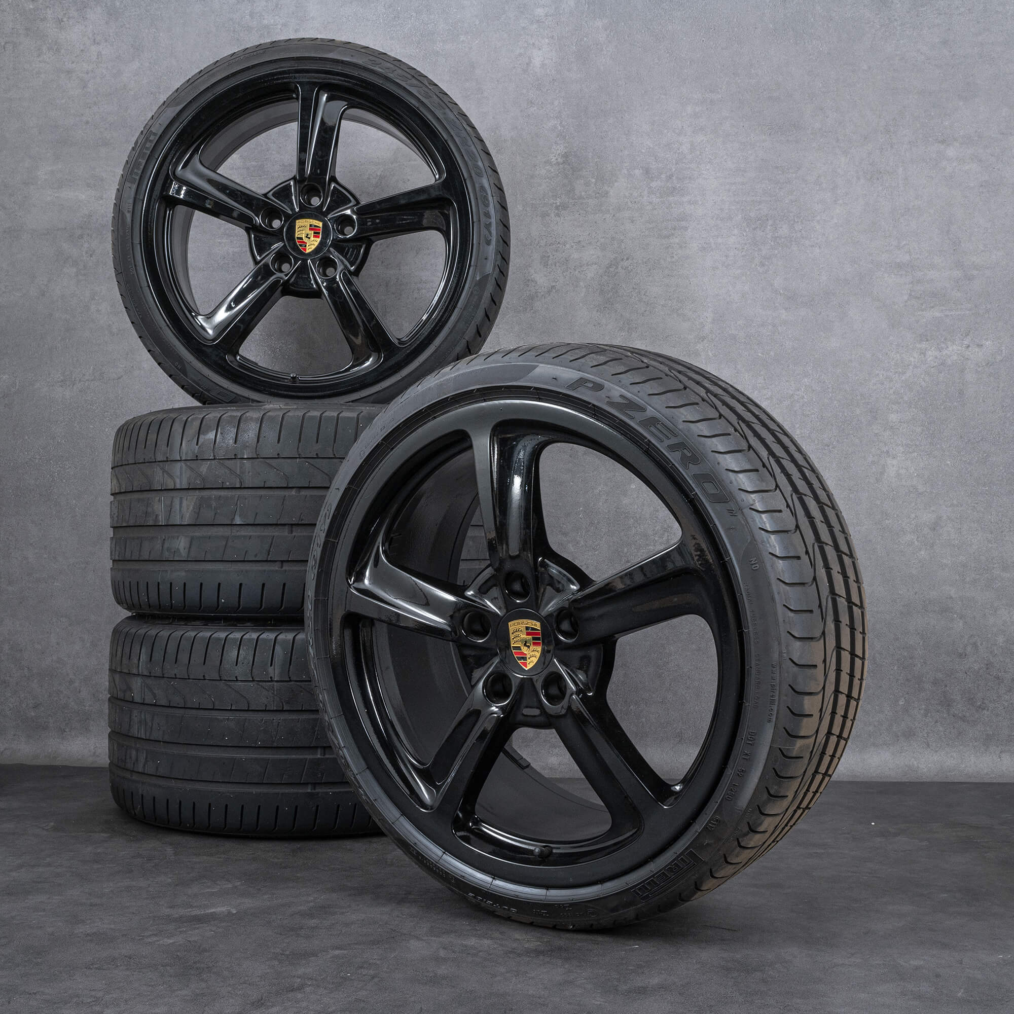 Original Porsche 991 vinterhjul 20 tum 4S C4 fälgar / fälg 99136116240 99136216741 djup svart