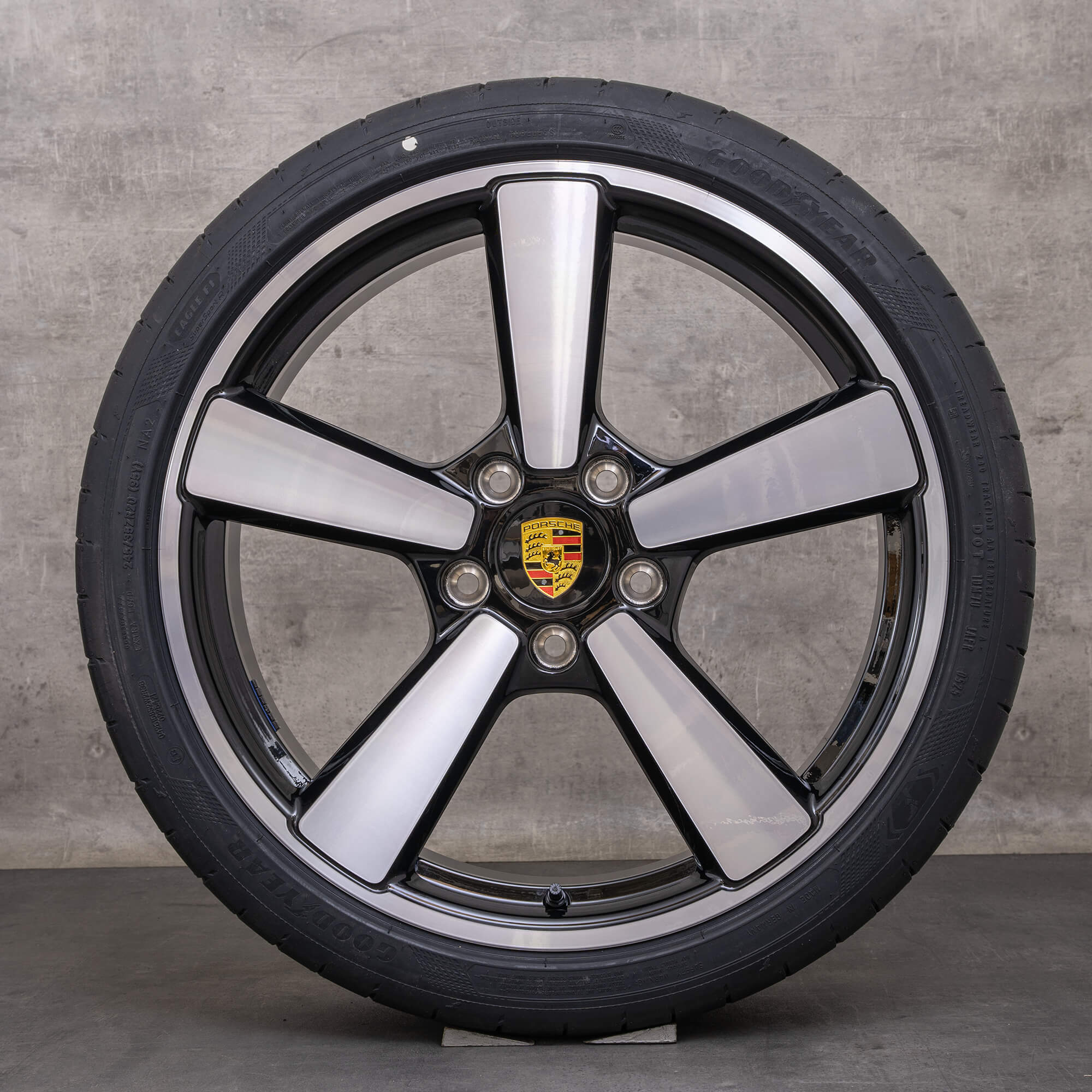 Originele Porsche 911 velgen 20 inch 992 II GTS, 4 Cabrio & Targa zomerwielen 992601025BM 992601025BN zwart glanzend 041 NIEUW